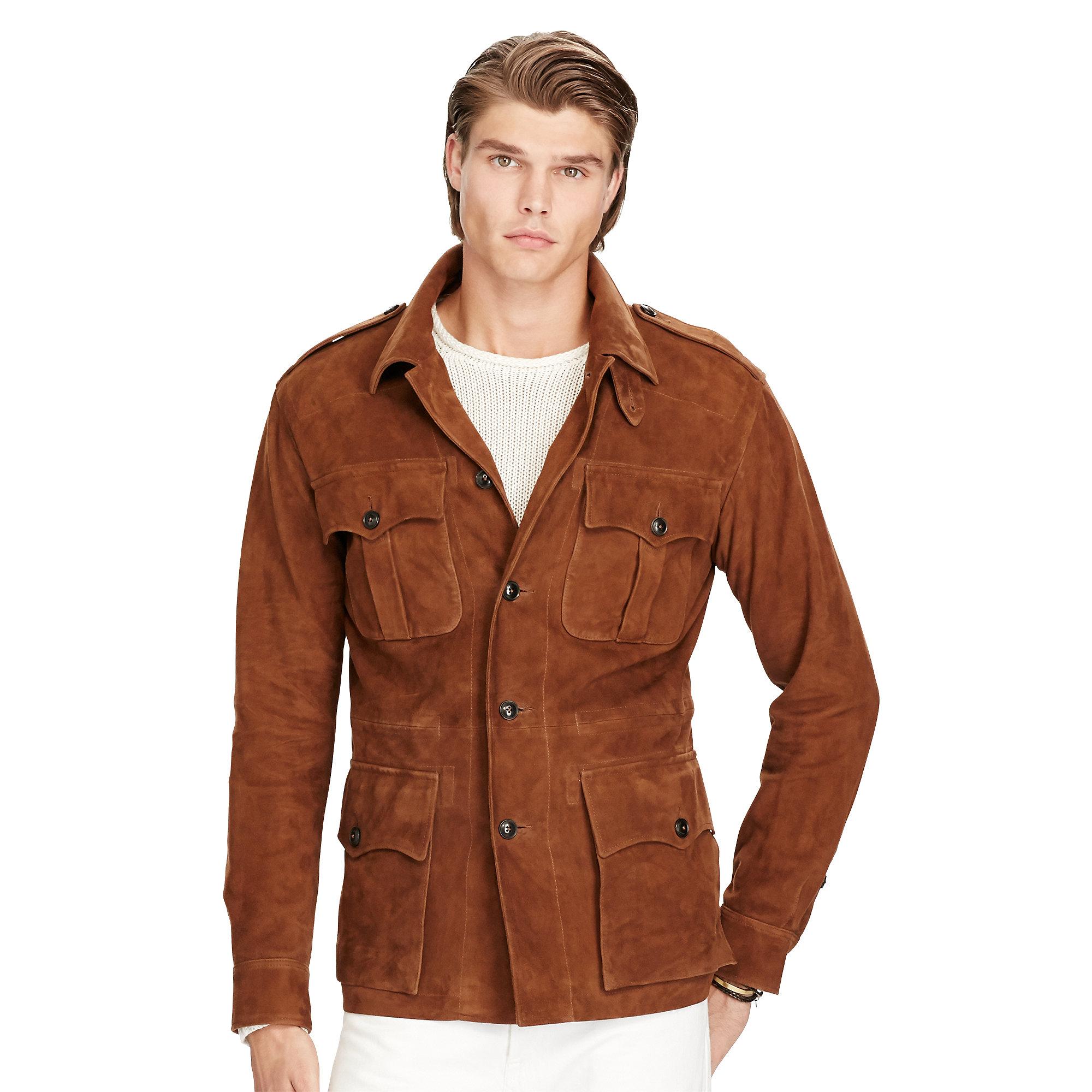 Polo Ralph Lauren Suede Safari Jacket in Brown for Men | Lyst