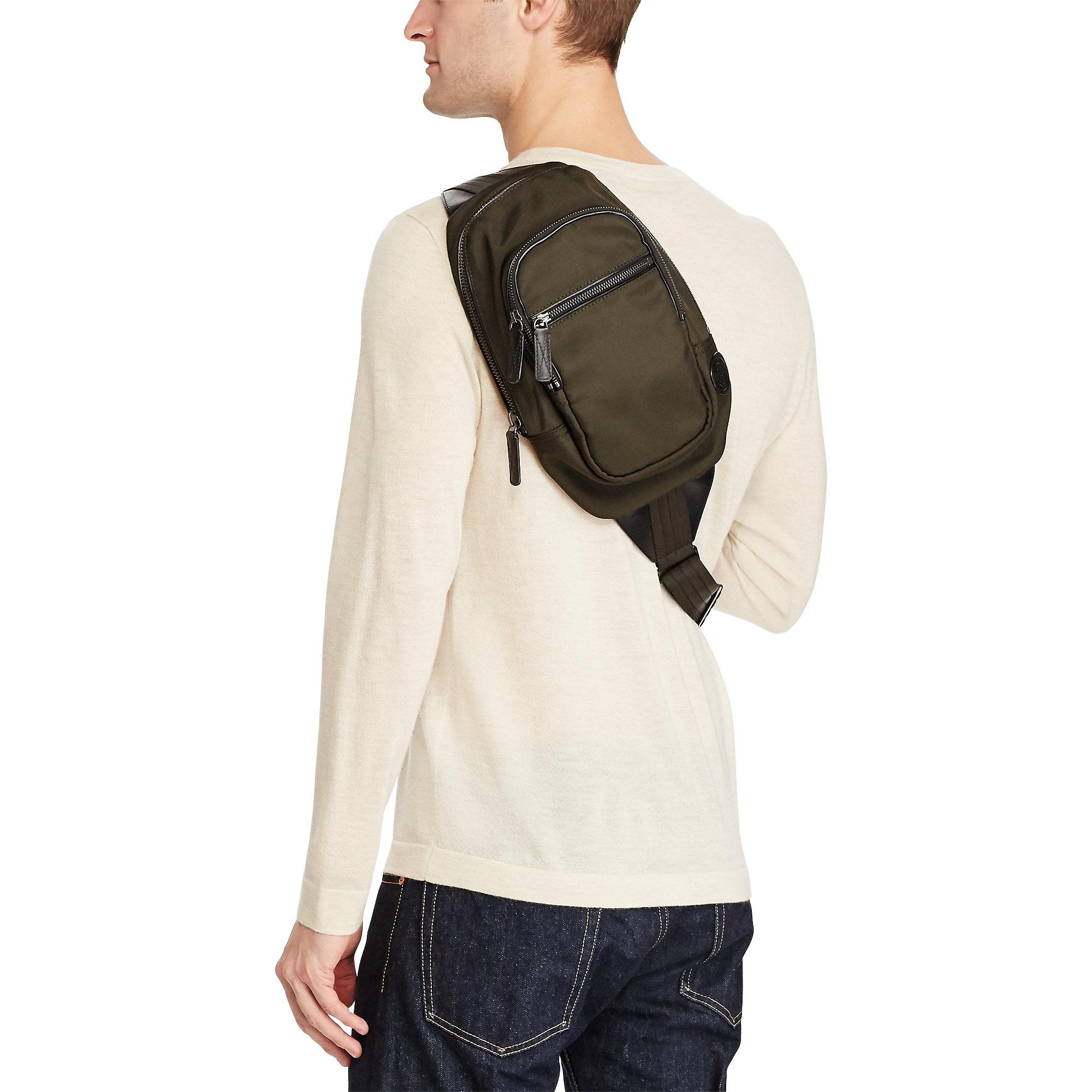 Polo Ralph Lauren Leather-trimmed Sling Bag in Green for Men | Lyst
