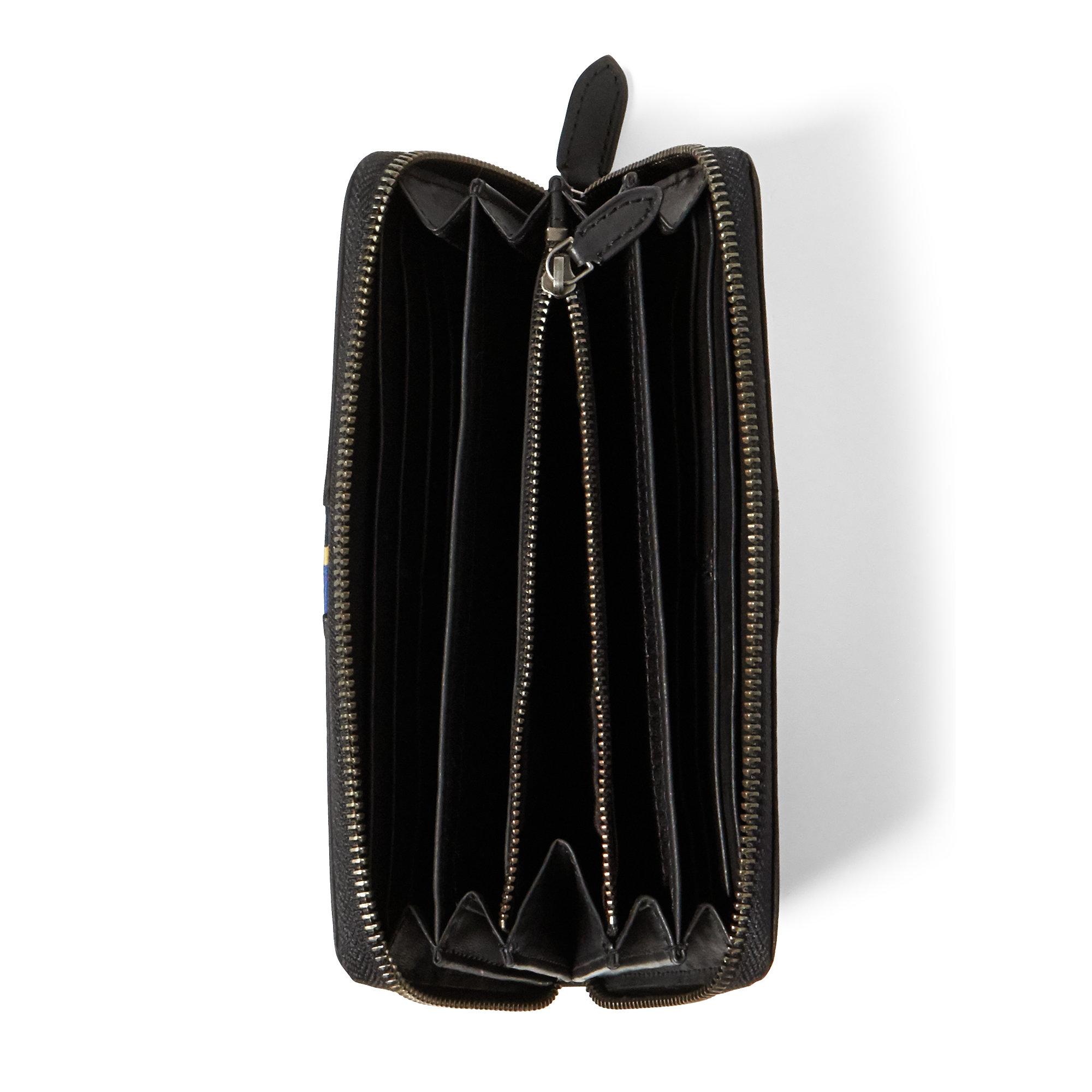 polo ralph lauren mens trifold leather wallet black