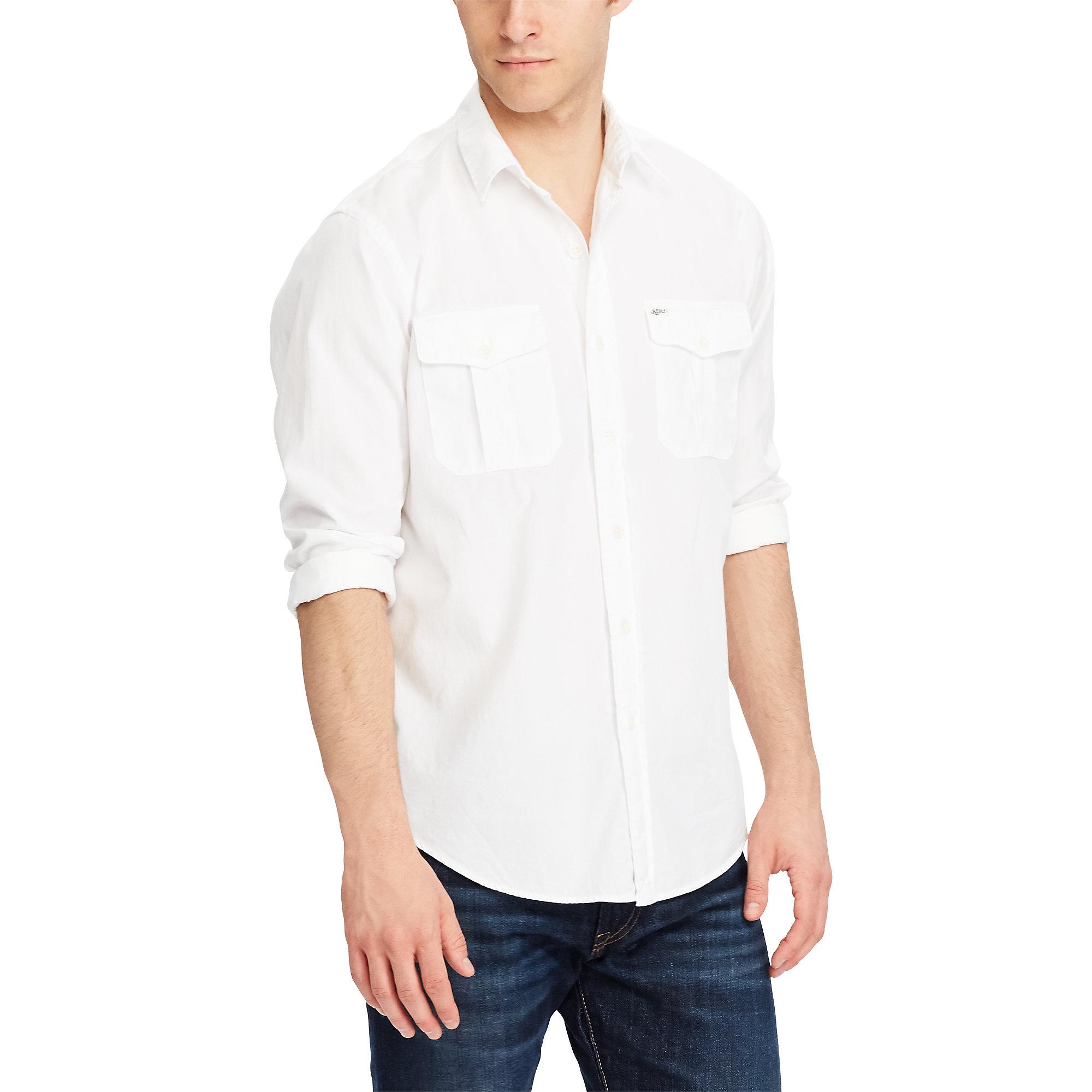 Polo Ralph Lauren Cotton Standard Fit Beach Twill Shirt in White for ...