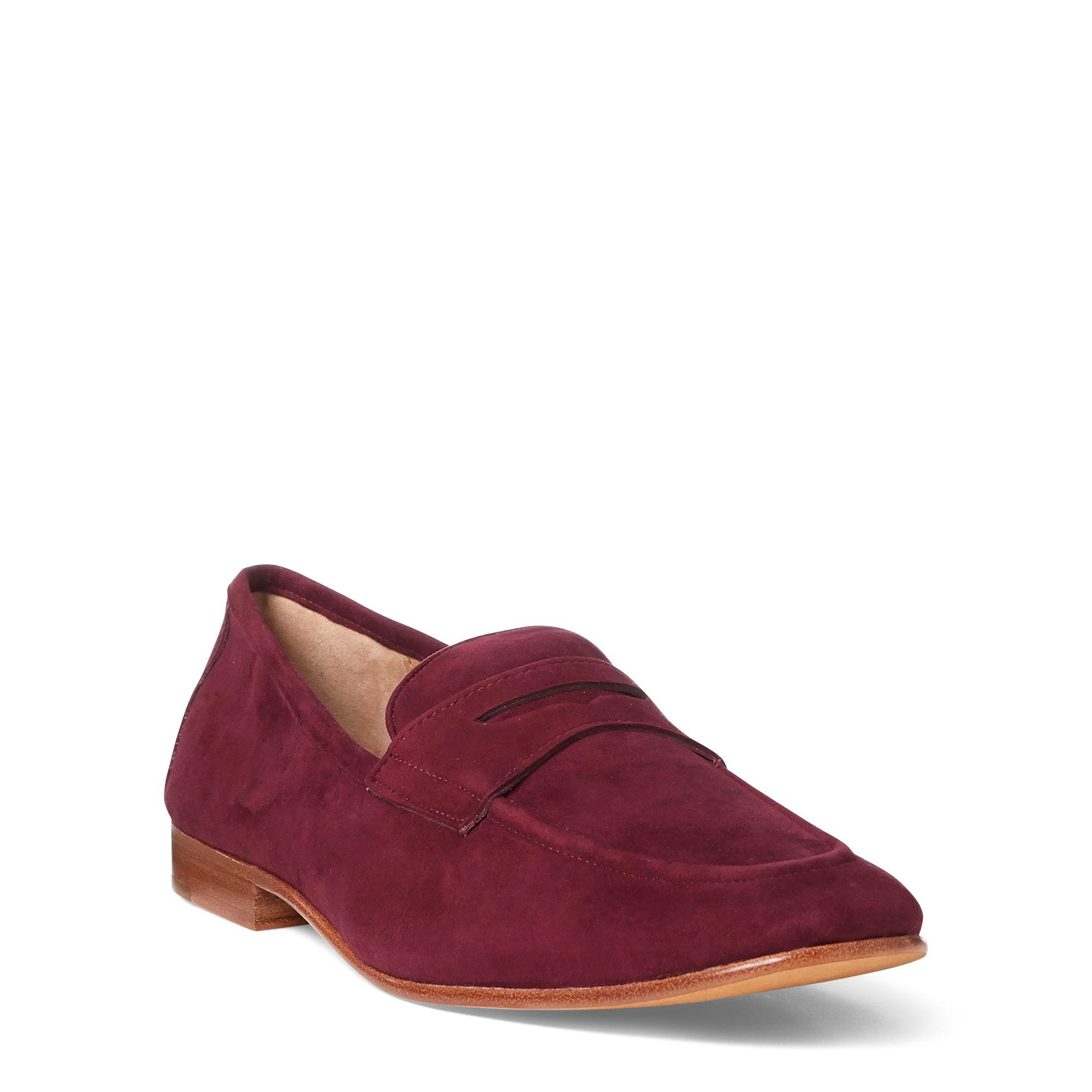 Polo Ralph Lauren Ashtyn Suede Penny Loafer in Berry (Red) - Lyst