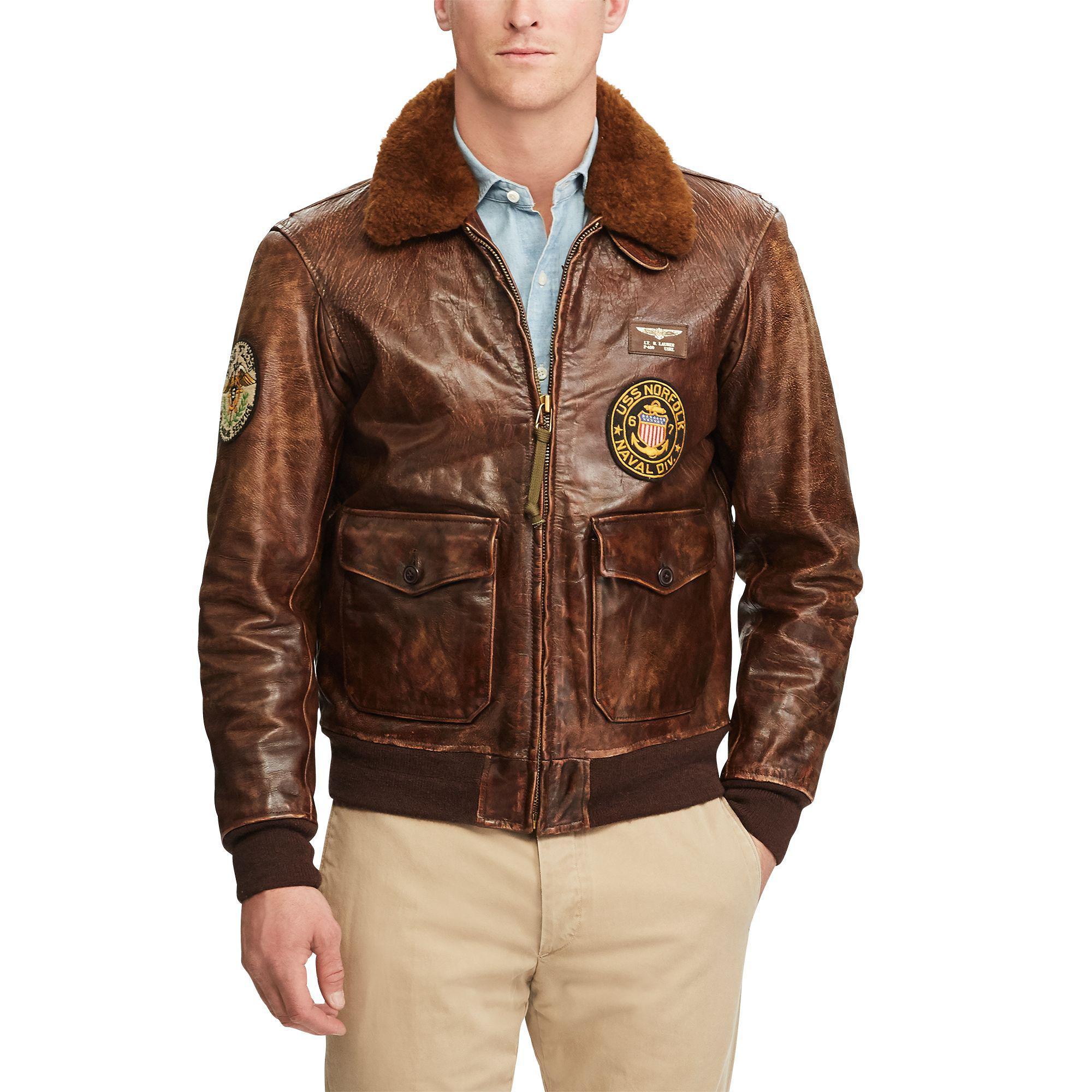 Polo Ralph Lauren Leather The Iconic G-1 Bomber Jacket in Brown for Men ...