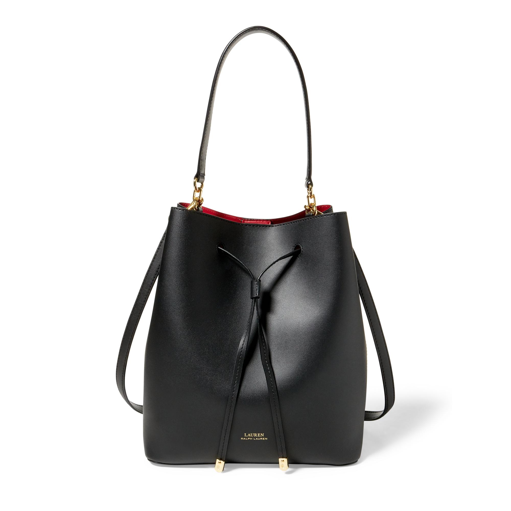 Ralph Lauren Lauren Dryden Debby Leather Mini Bucket Bag in Black/Red (Black)  | Lyst