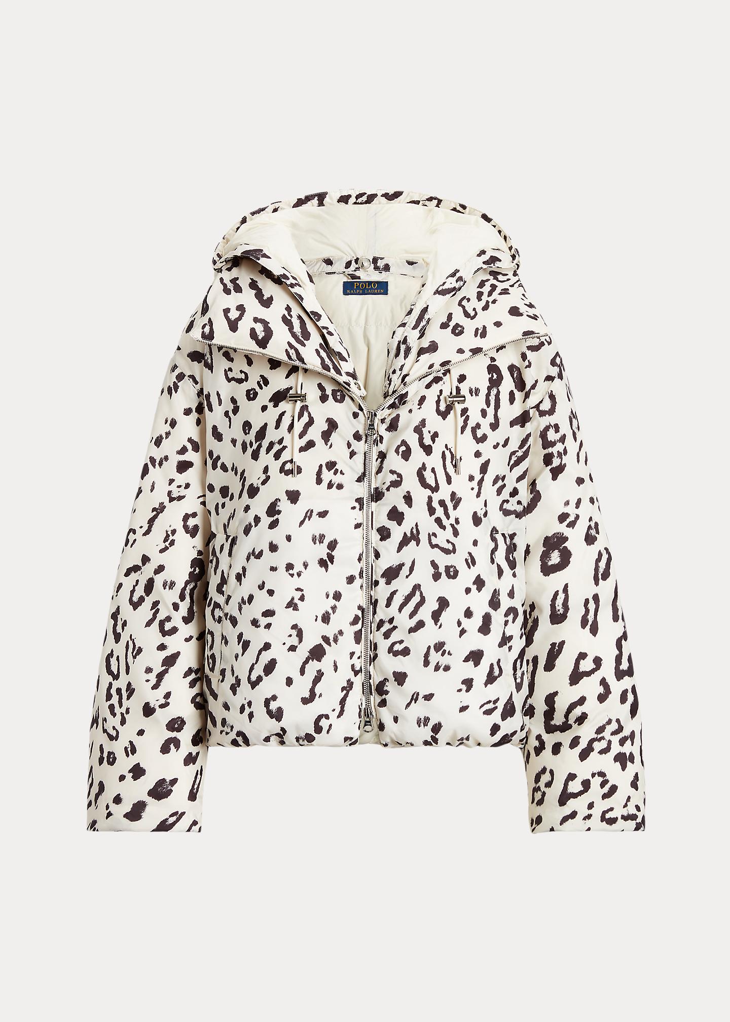 Polo Ralph Lauren Leopard-print Hooded Down Coat in White | Lyst UK