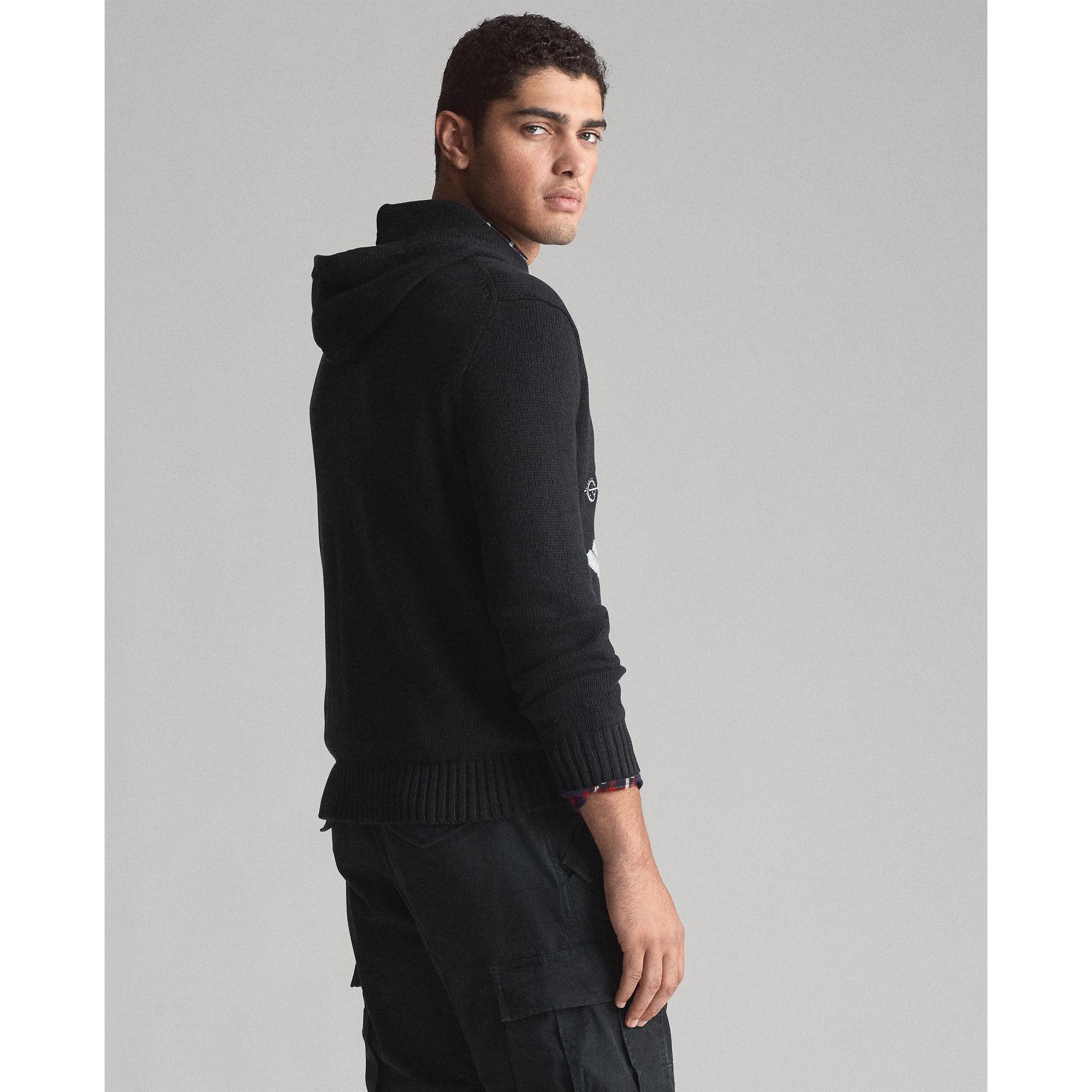 Polo Ralph Lauren Cotton Ski Bear Hooded Jumper in Black for Men - Lyst