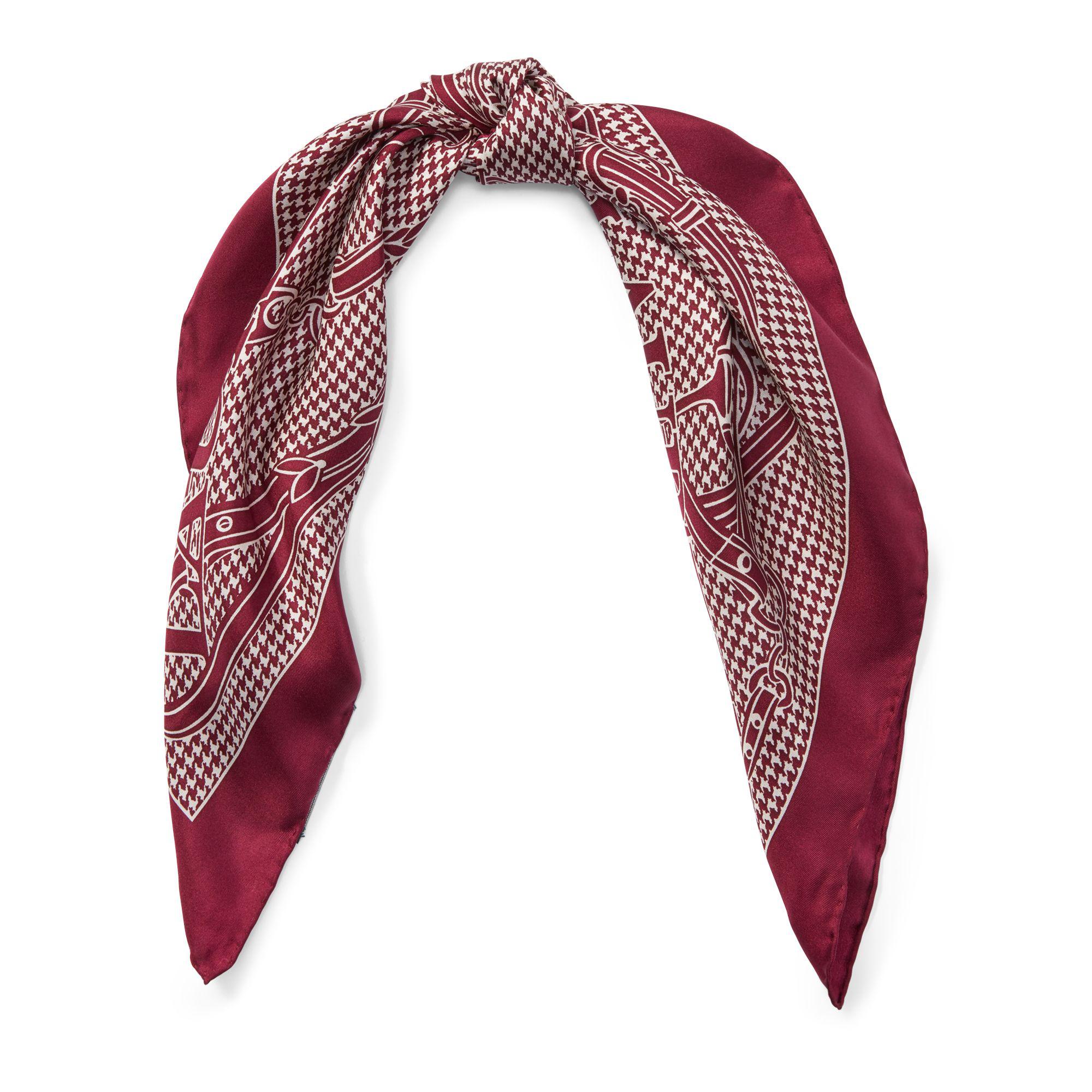 Ralph Lauren Equestrian Silk Scarf in Bordeaux (Purple) - Lyst