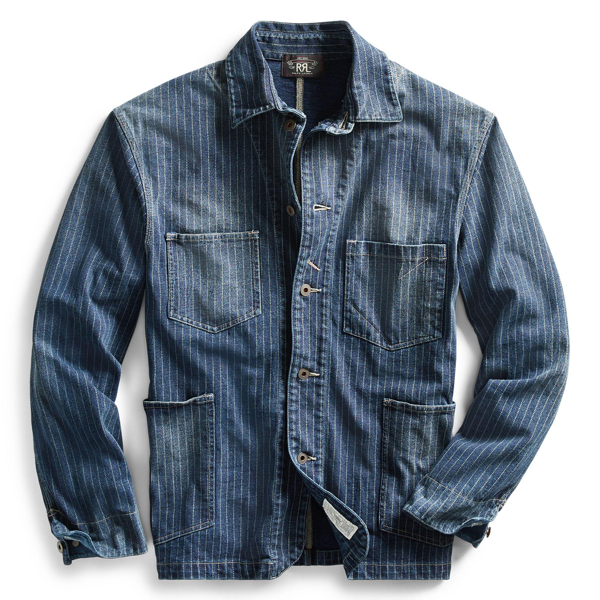RRL Cotton Indigo Striped Jersey Jacket in Blue for Men - Lyst