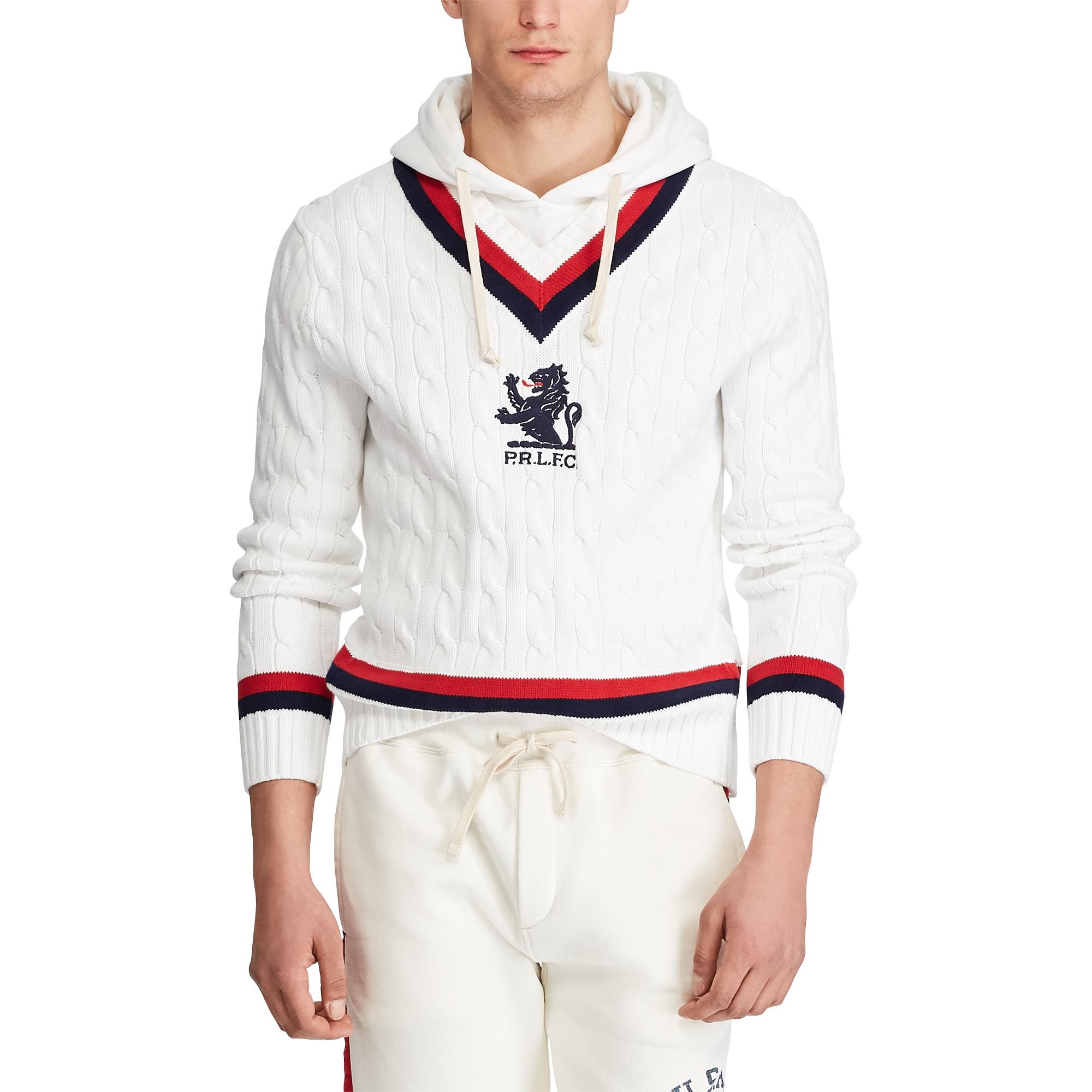 Polo Ralph Lauren Fleece Hooded Cricket Sweater in White for Men - Lyst