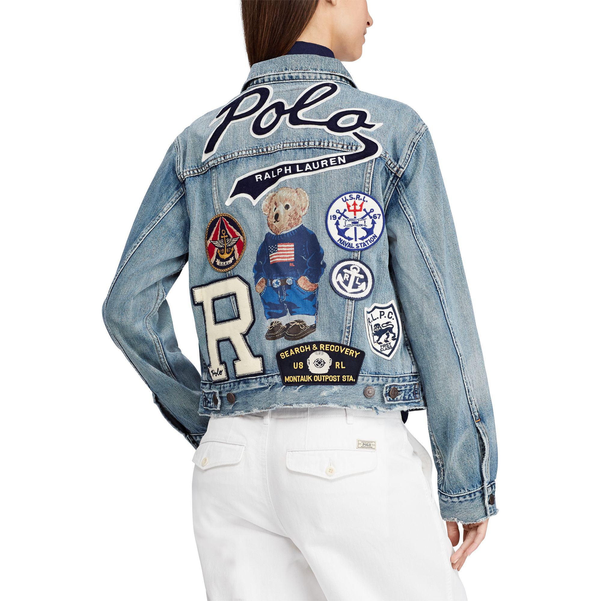 polo jean jacket with patches