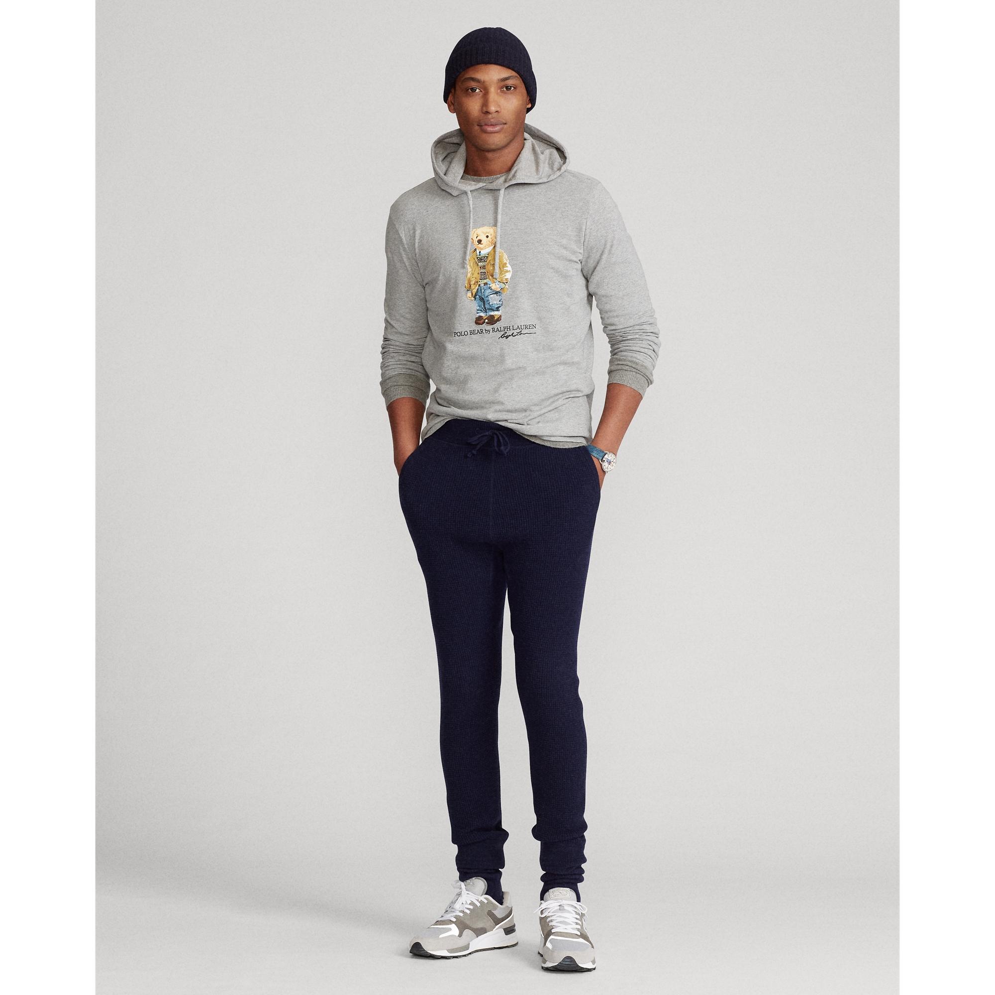 Ralph Lauren Cotton Polo Bear Jersey Hooded Tshirt in Gray for Men Lyst