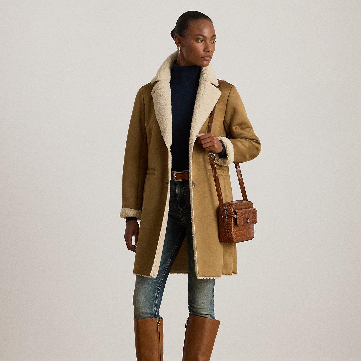 Ralph Lauren Faux-Shearling-Suede Coat in Natural Lyst UK