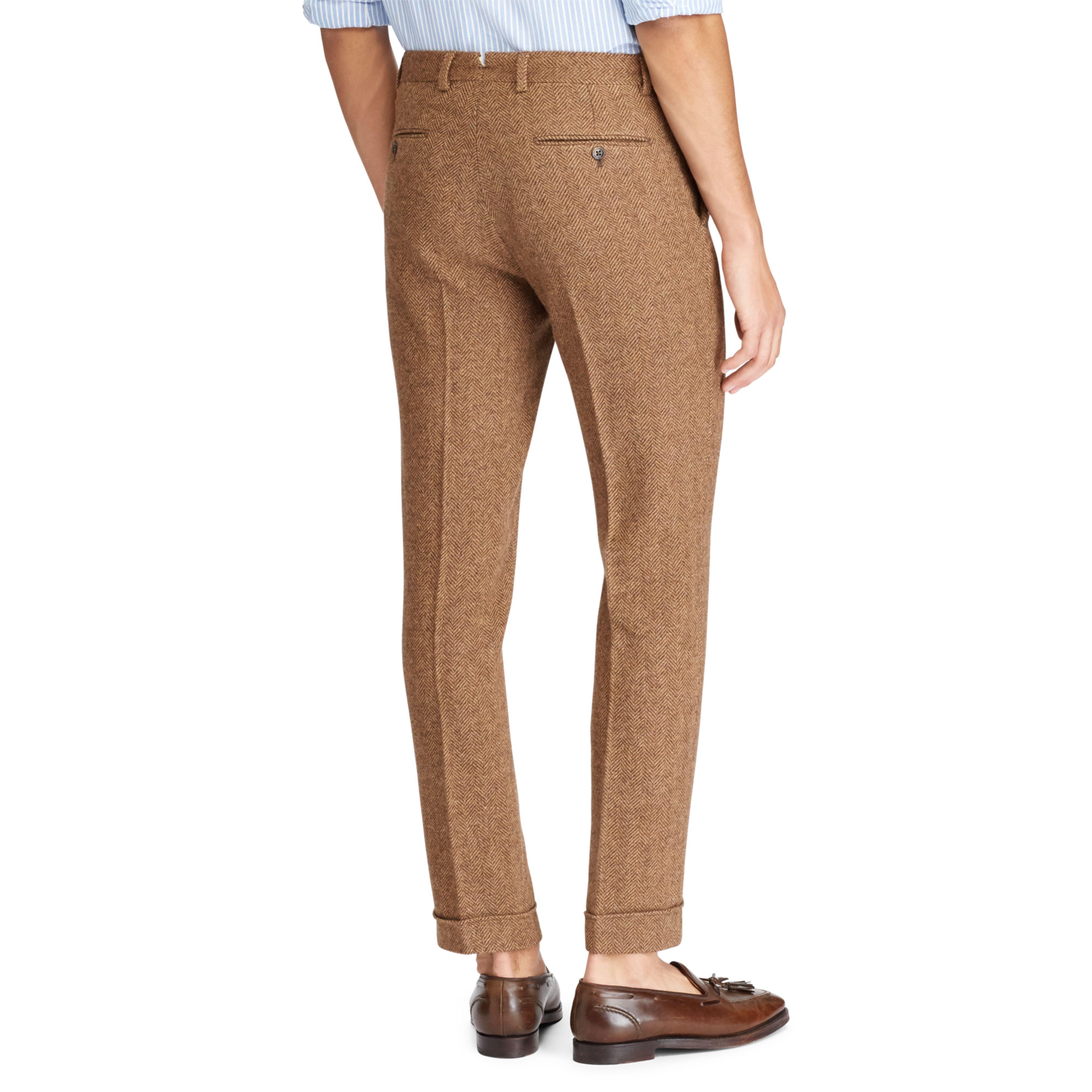 Polo Ralph Lauren Polo Herringbone Suit Trouser in Brown for Men | Lyst