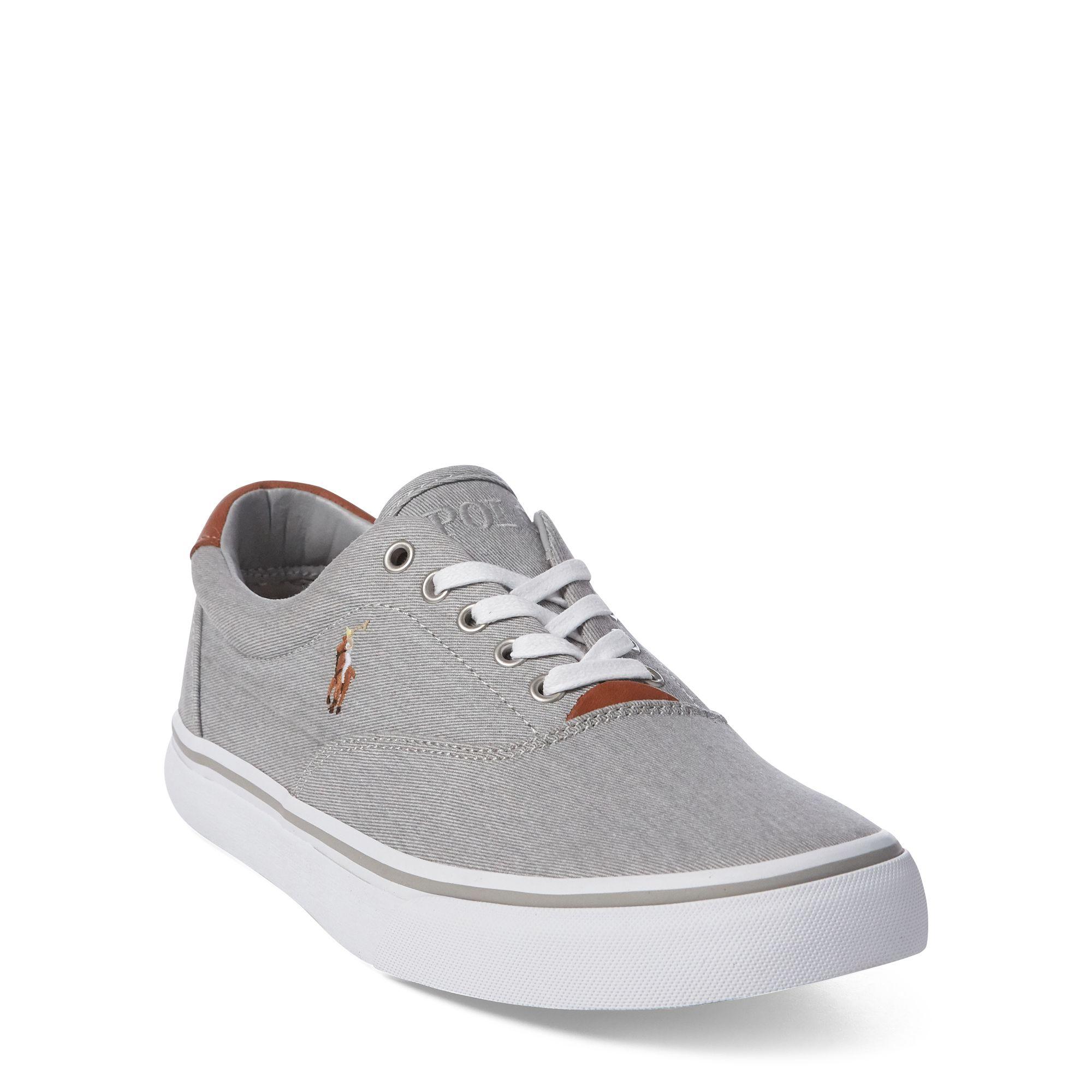 Polo Ralph Lauren Canvas Thorton Washed Twill Sneaker in Soft Grey ...