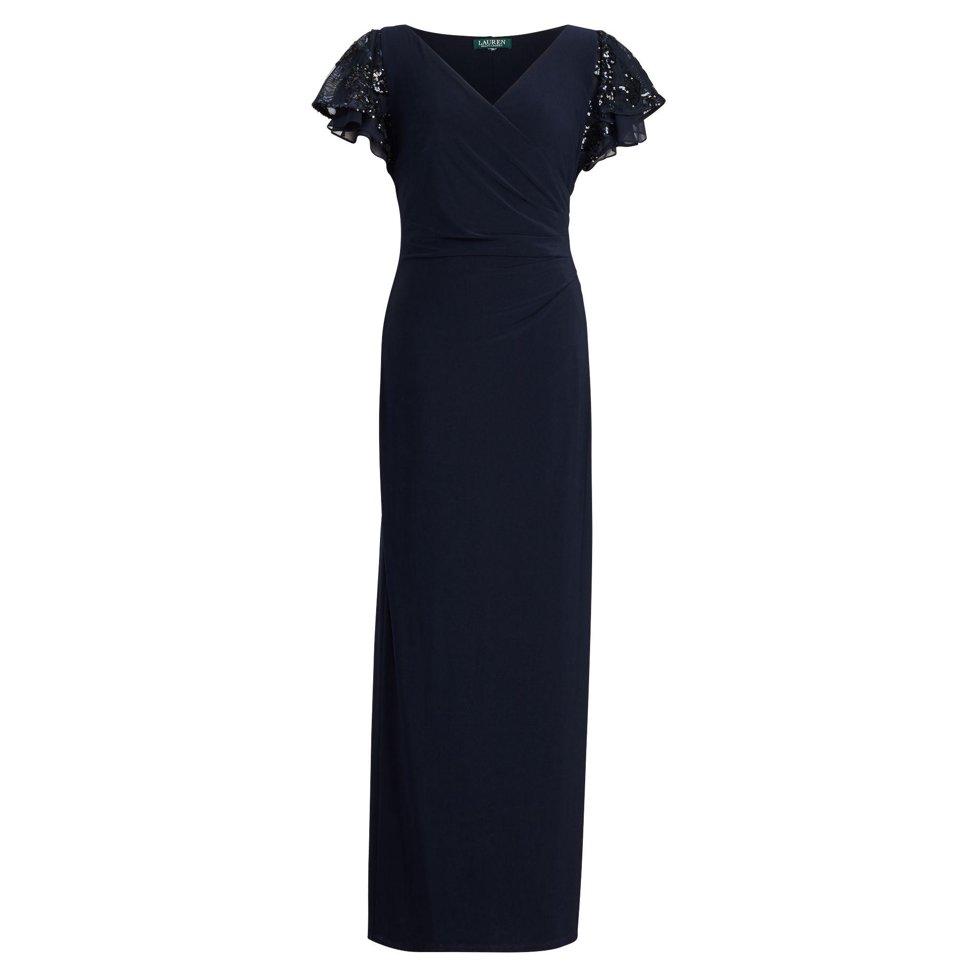 Ralph Lauren Jersey Flutter-sleeve Gown in Blue | Lyst