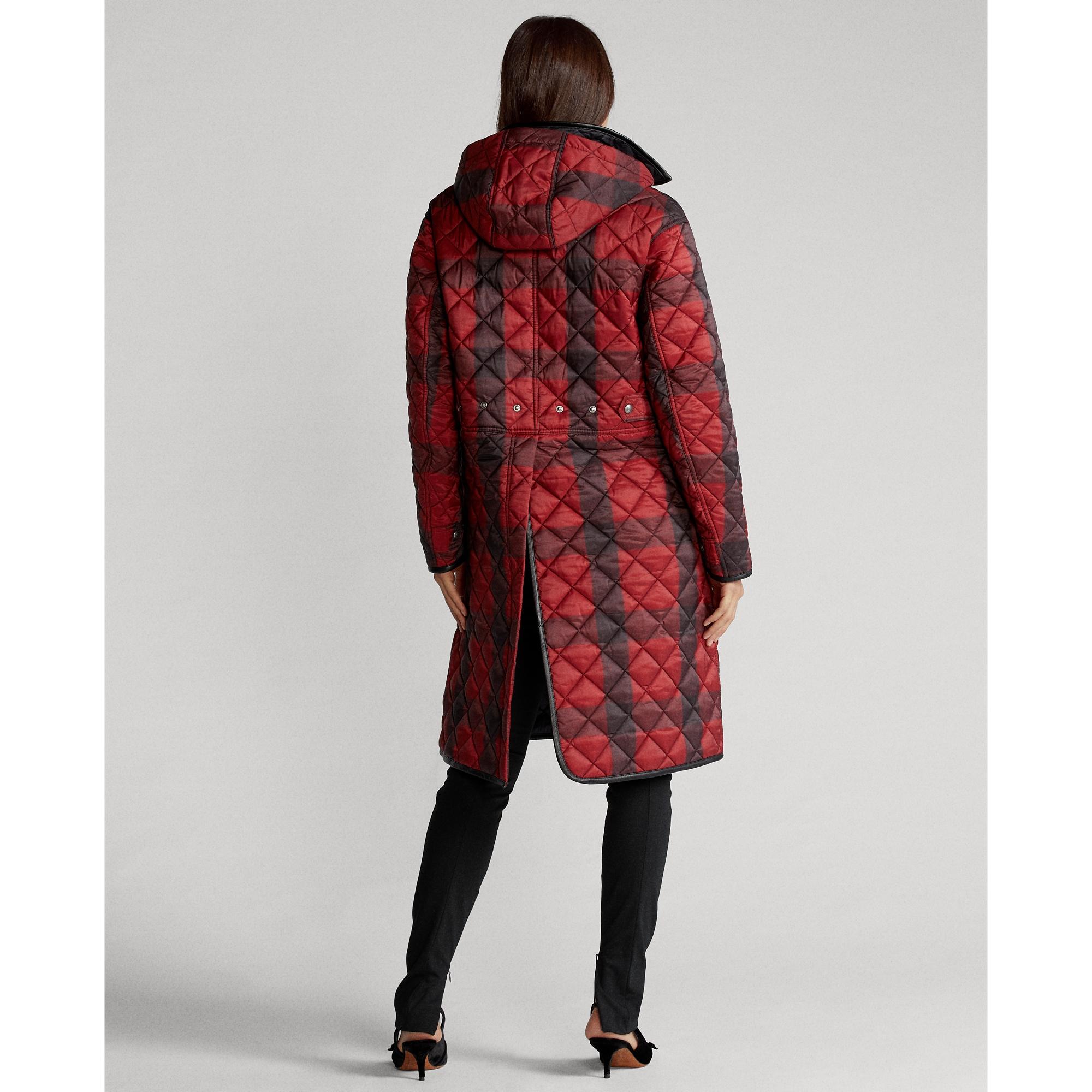 Polo Ralph Lauren Reversible Quilted Coat in Red/Black Check (Red) - Lyst