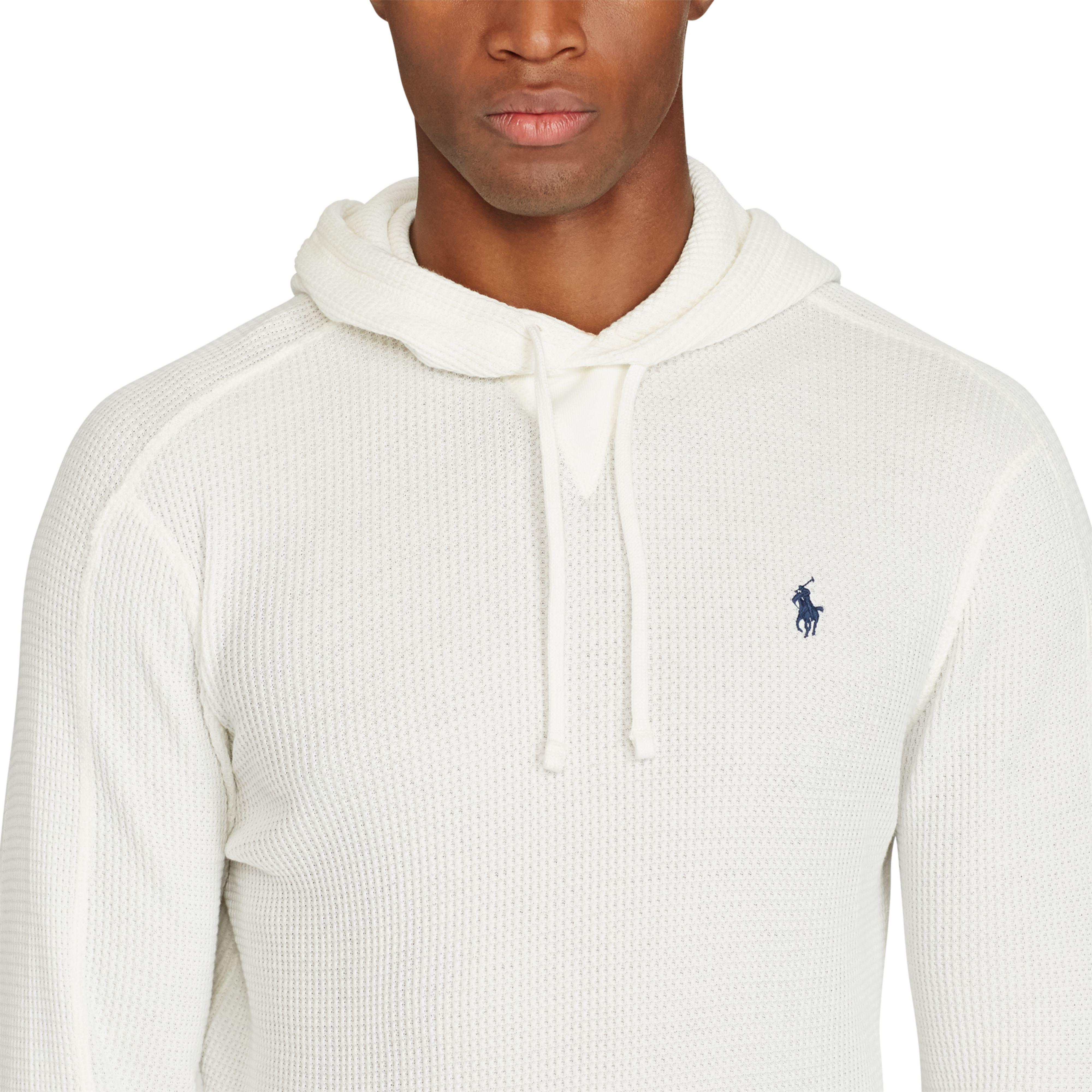 Polo Ralph Lauren Waffle-knit Cotton Hoodie in White for Men | Lyst