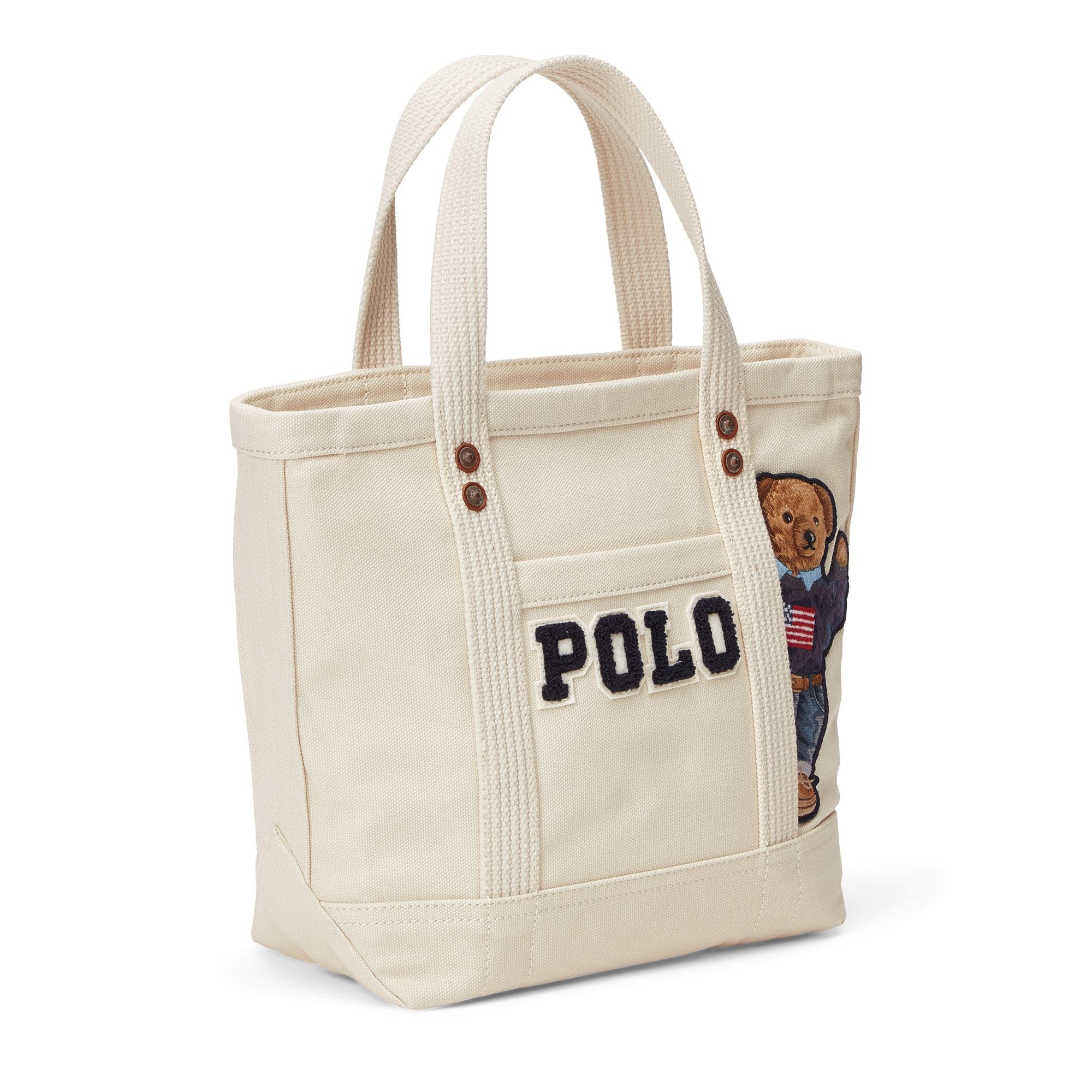detektor Dodge cricket Polo Ralph Lauren Canvas Small Polo Bear Tote in Natural | Lyst