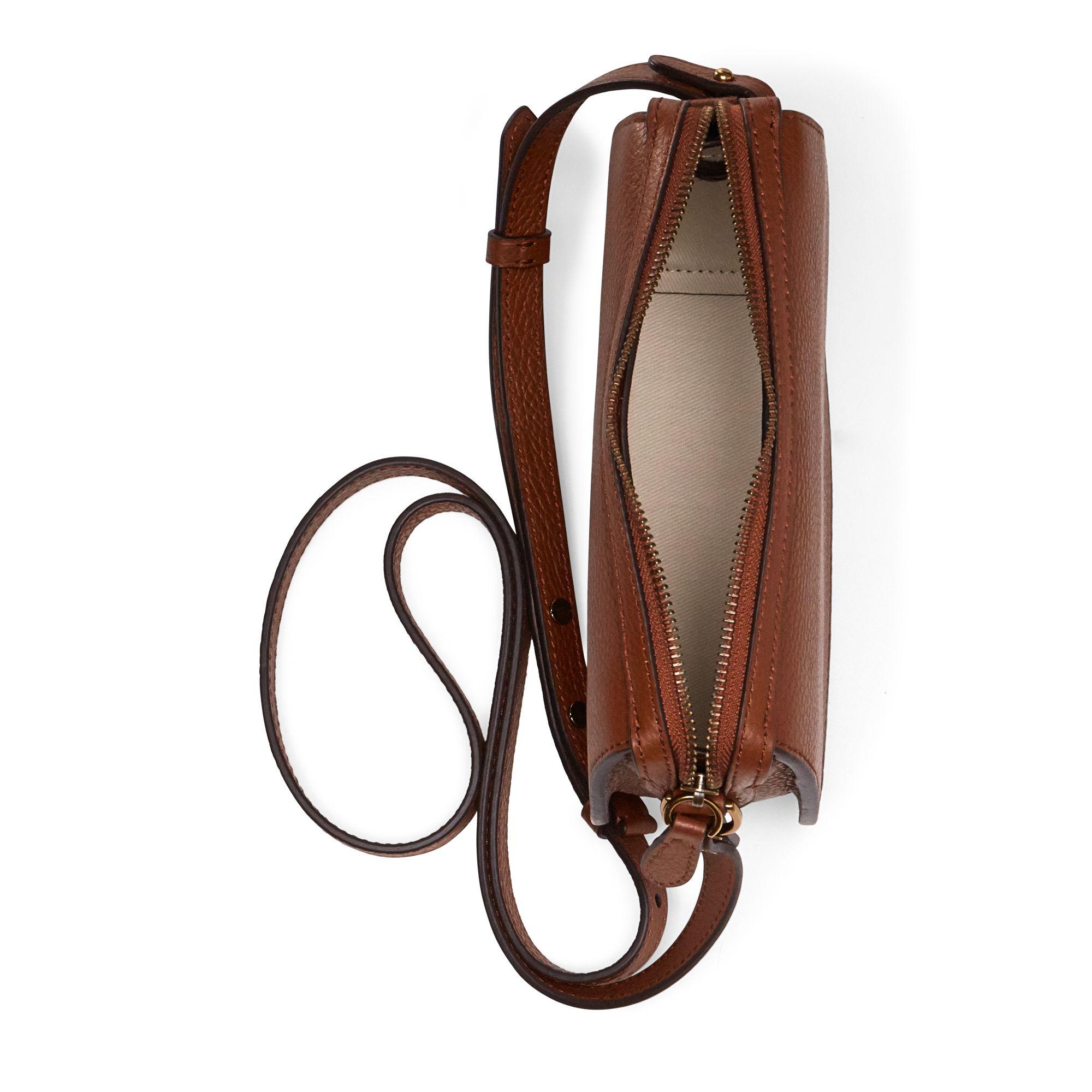 Polo Ralph Lauren Leather Mini Crossbody Bag in Brown Lyst