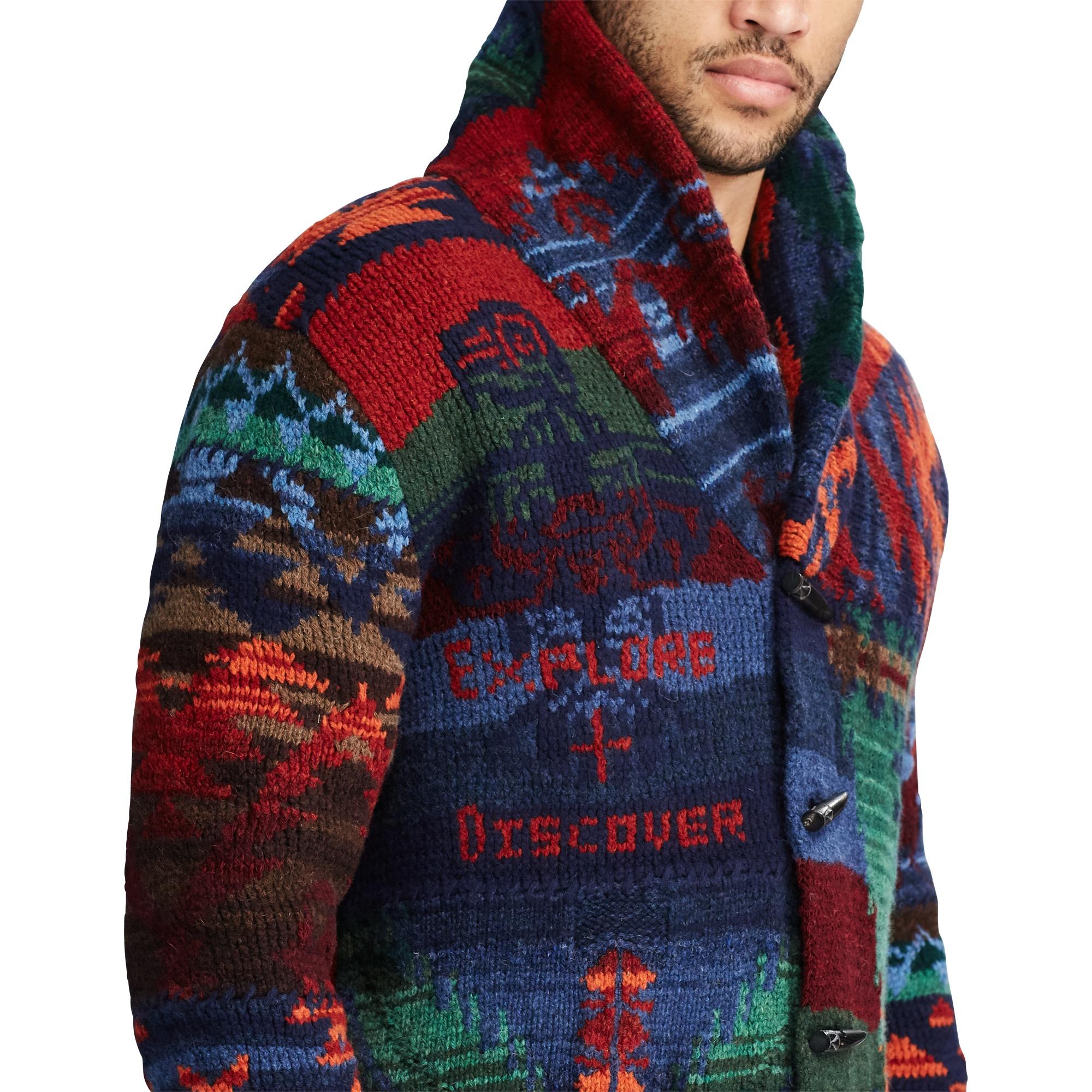 Polo Ralph Lauren Wool The Iconic Patchwork Cardigan for Men - Lyst