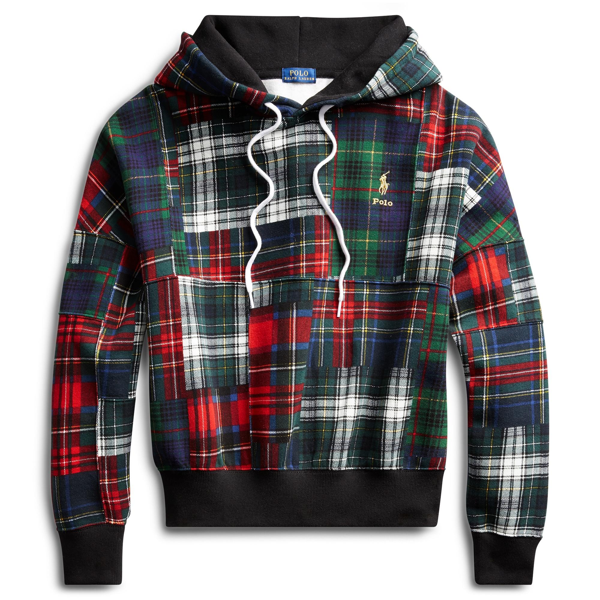 Ralph Lauren Plaid Patchwork Fleece Hoodie - Lyst