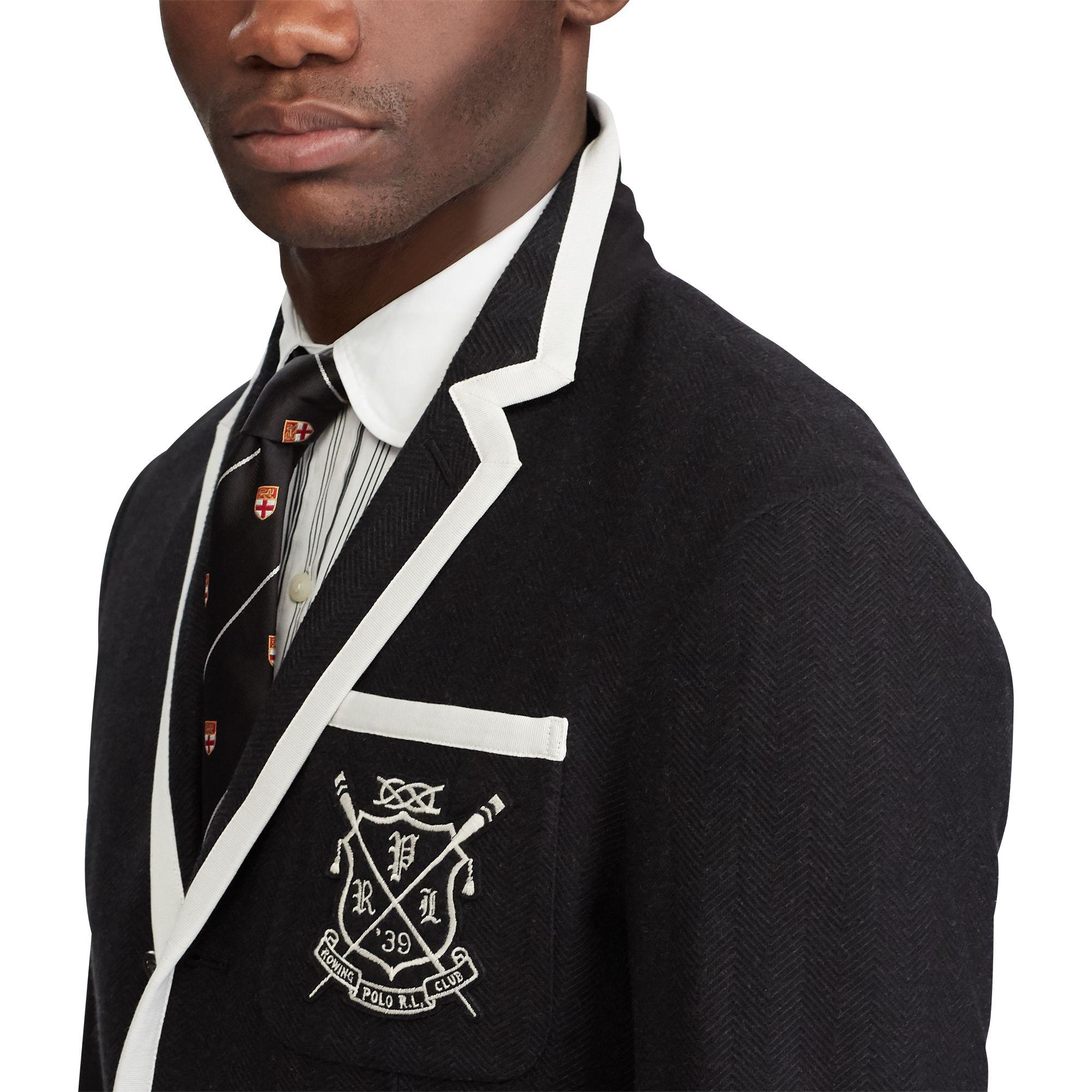 Polo Ralph Lauren Cotton Knit Rowing Blazer in Black for Men - Lyst