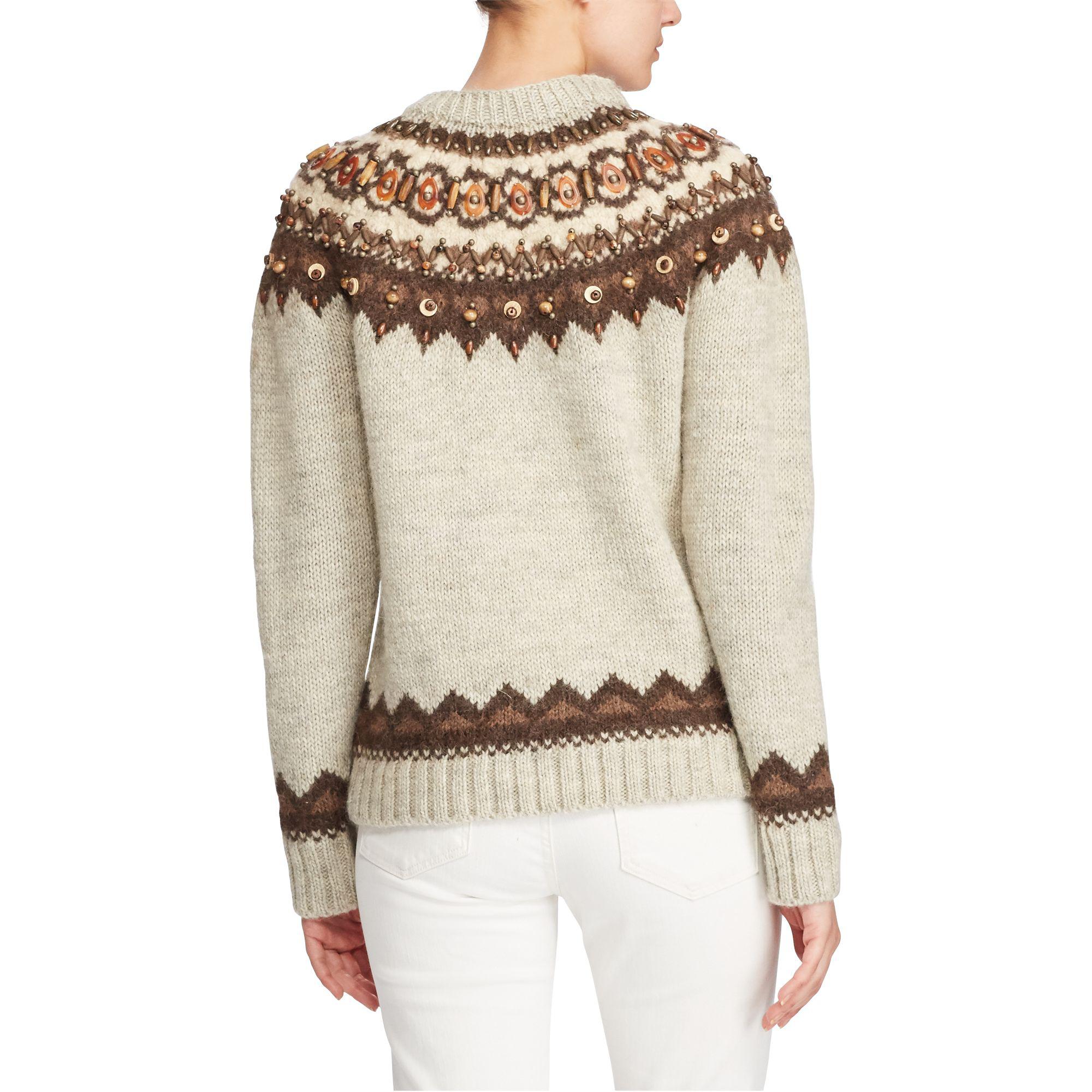 Polo Ralph Lauren Wool Beaded Fair Isle Sweater - Lyst