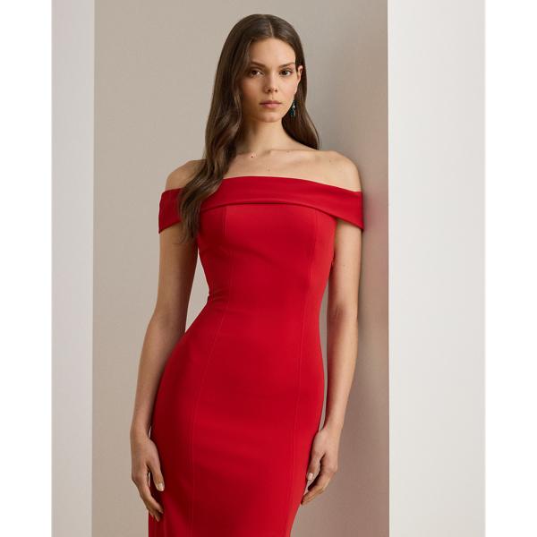 white christmas dresses Ralph Lauren Crepe Off-the-Shoulder Cocktail Dress main image 0