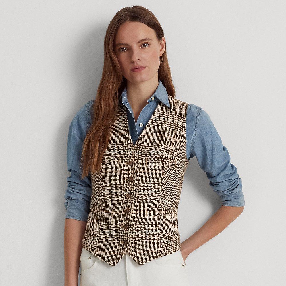 Ralph Lauren Ralph Lauren Plaid Linen-blend Tweed Vest in Blue | Lyst
