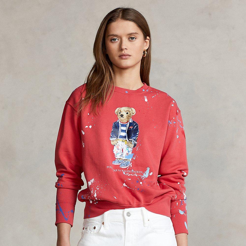 Ralph Lauren Paint Splatter Polo Bear Sweatshirt in Red | Lyst