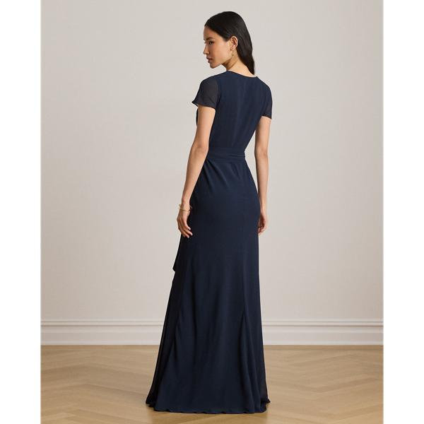 sachin and babi light blue dress Ralph Lauren Cape Georgette Gown - Lauren Navy