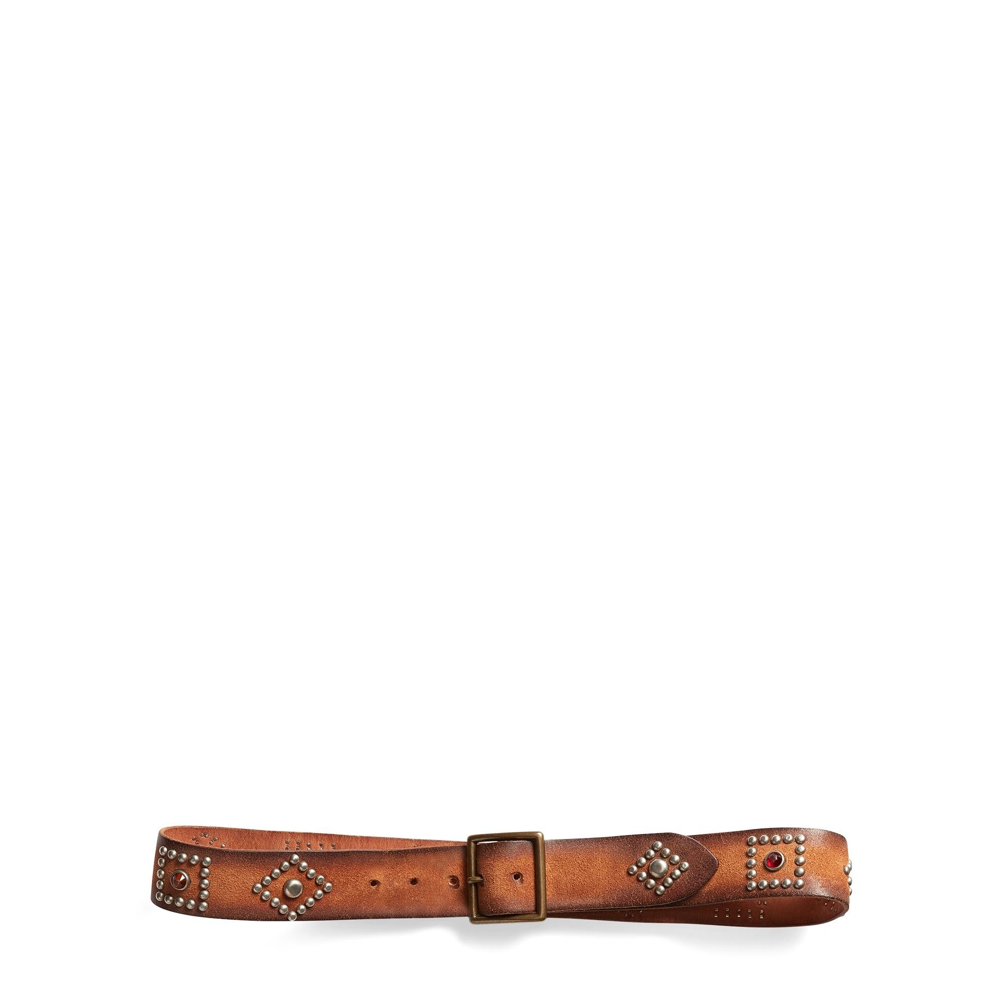 Ralph Lauren Studded Roughout Leather Belt in Light Brown (Brown) for ...