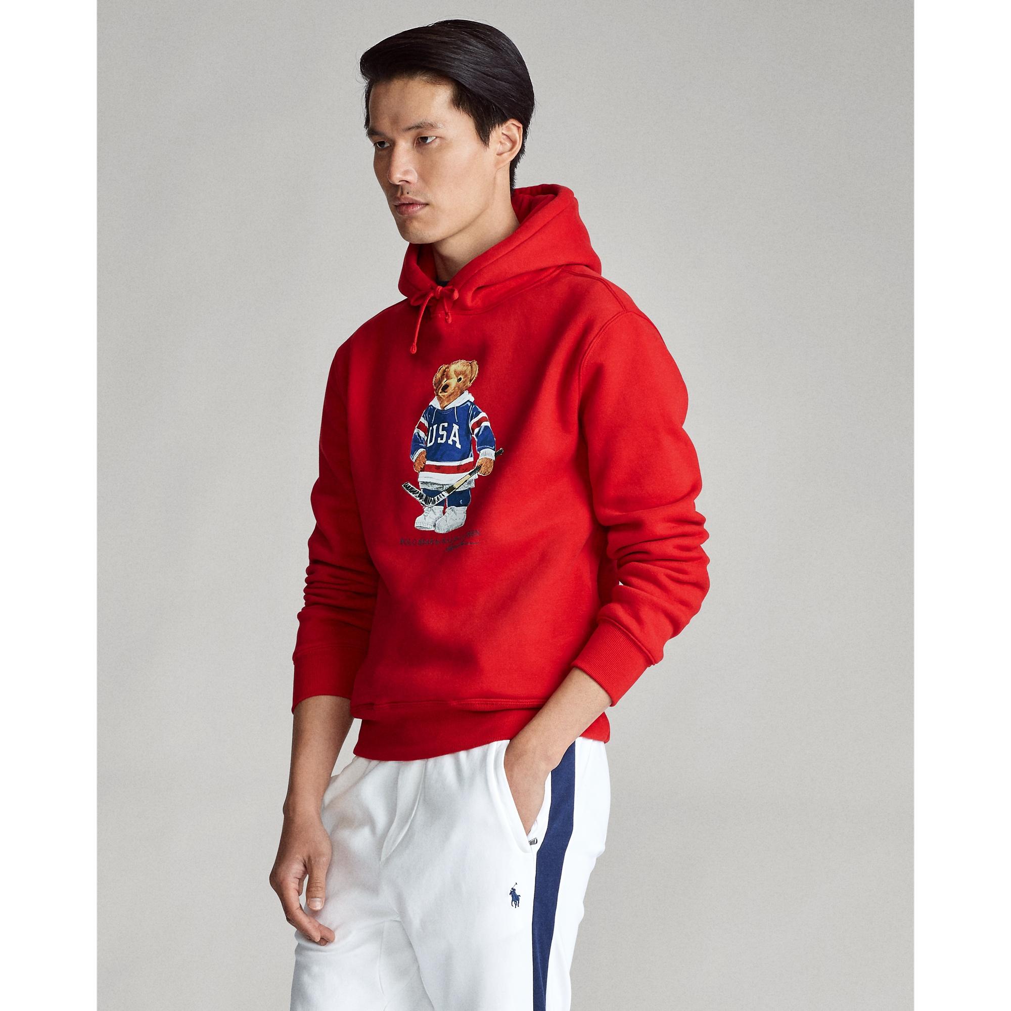 Ralph Lauren Hockey Bear Fleece Hoodie in Red for Men - Lyst