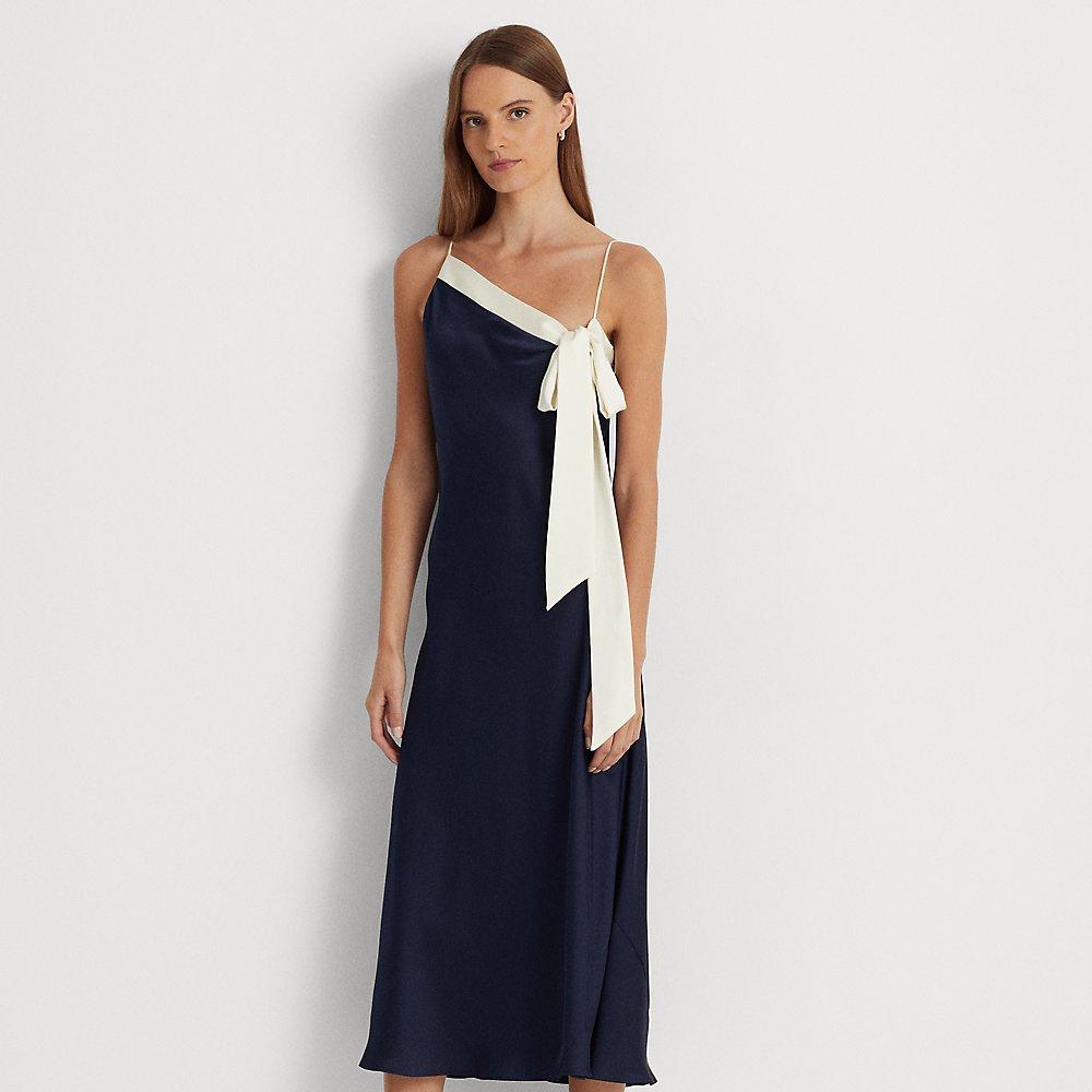 Ralph Lauren Ralph Lauren Two-tone Charmeuse Cocktail Dress in Blue | Lyst