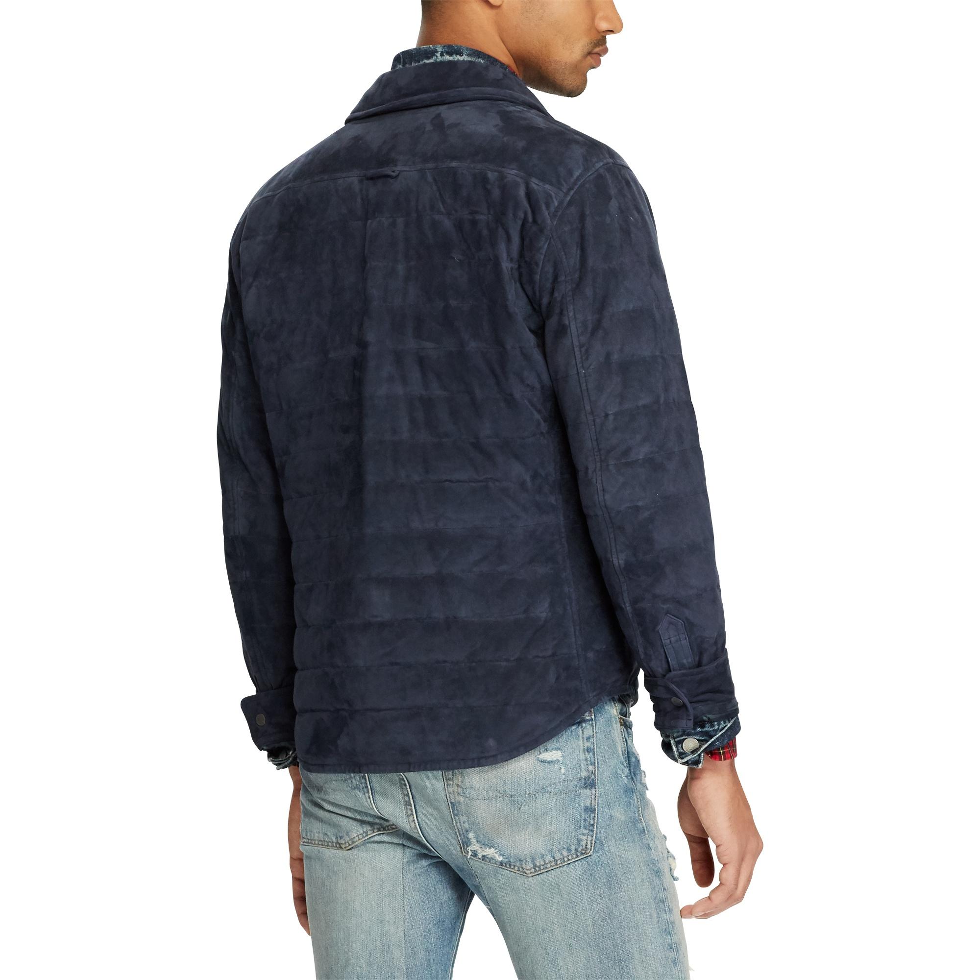 Polo Ralph Lauren Quilted Suede Down Jacket in Blue for Men | Lyst