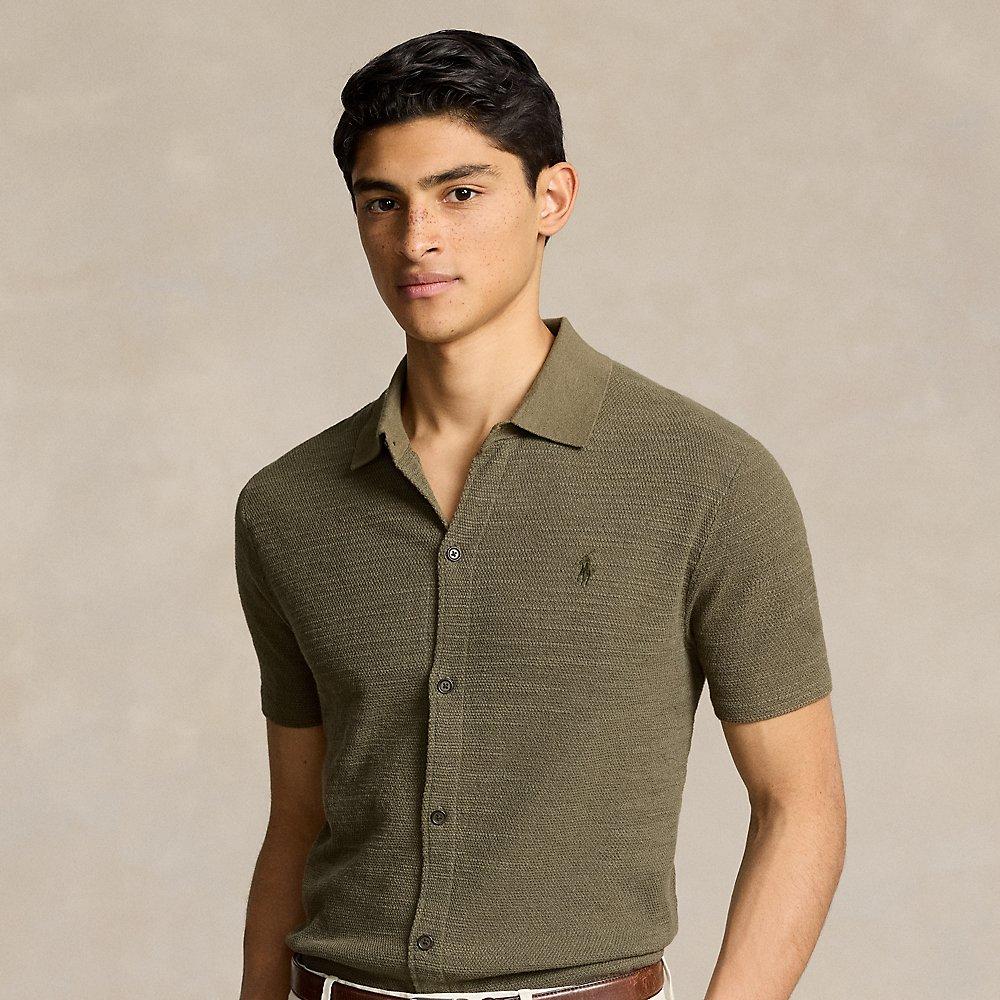 ★POLO RALPH LAUREN★ Textured Cotton Linen Shirt SweaterBri Polo Ralph Lauren Textured Short Sleeve Cotton-Linen Shirt