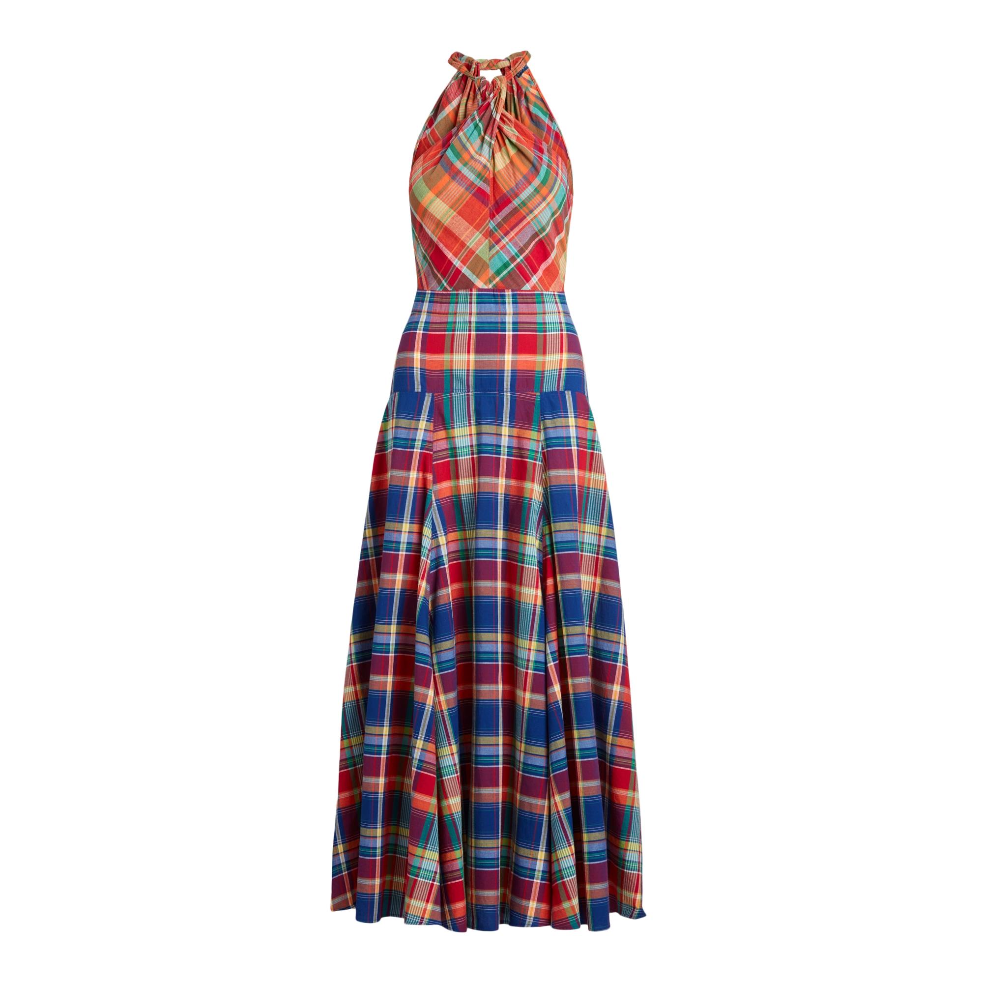 Ralph Lauren Madras Halter Maxidress | Lyst