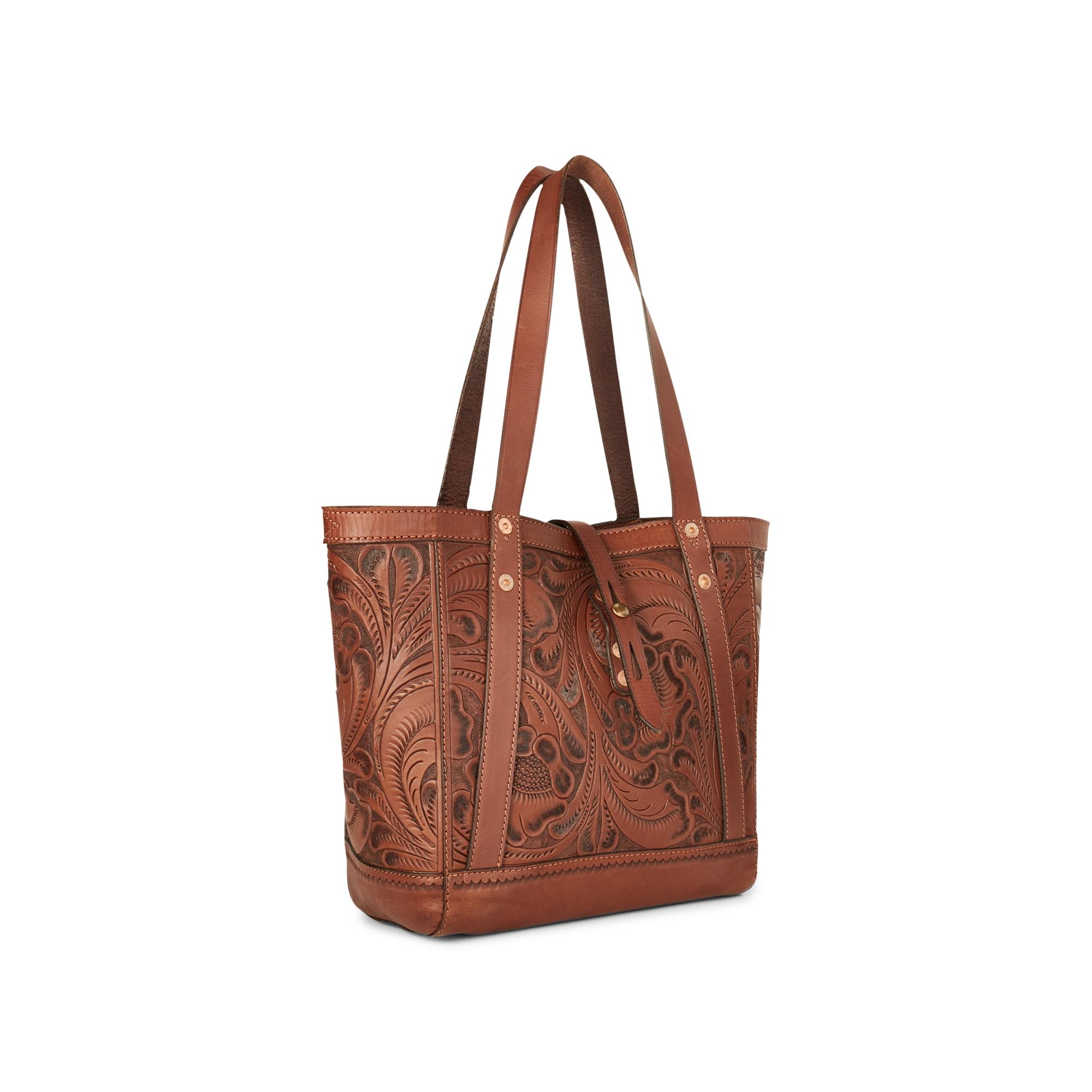 RRL Hand-tooled Leather Tote in Brown for Men | Lyst