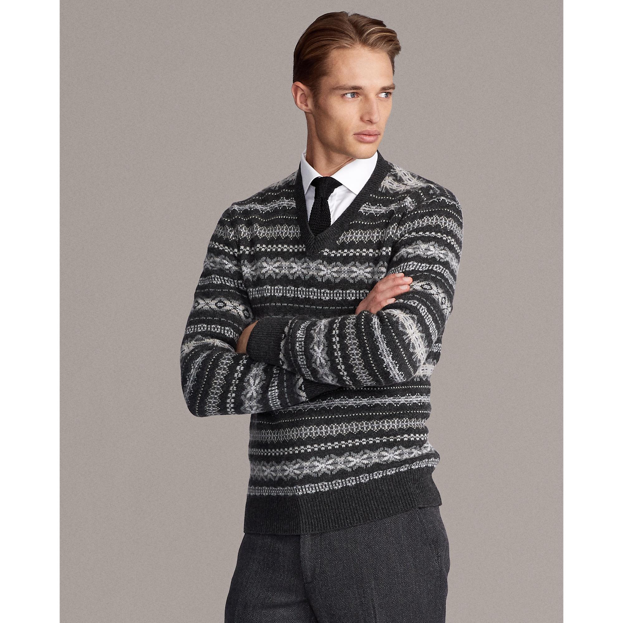 Ralph Lauren Purple Label Fair Isle Cashmere Jumper in Gray for Men - Save 40% - Lyst
