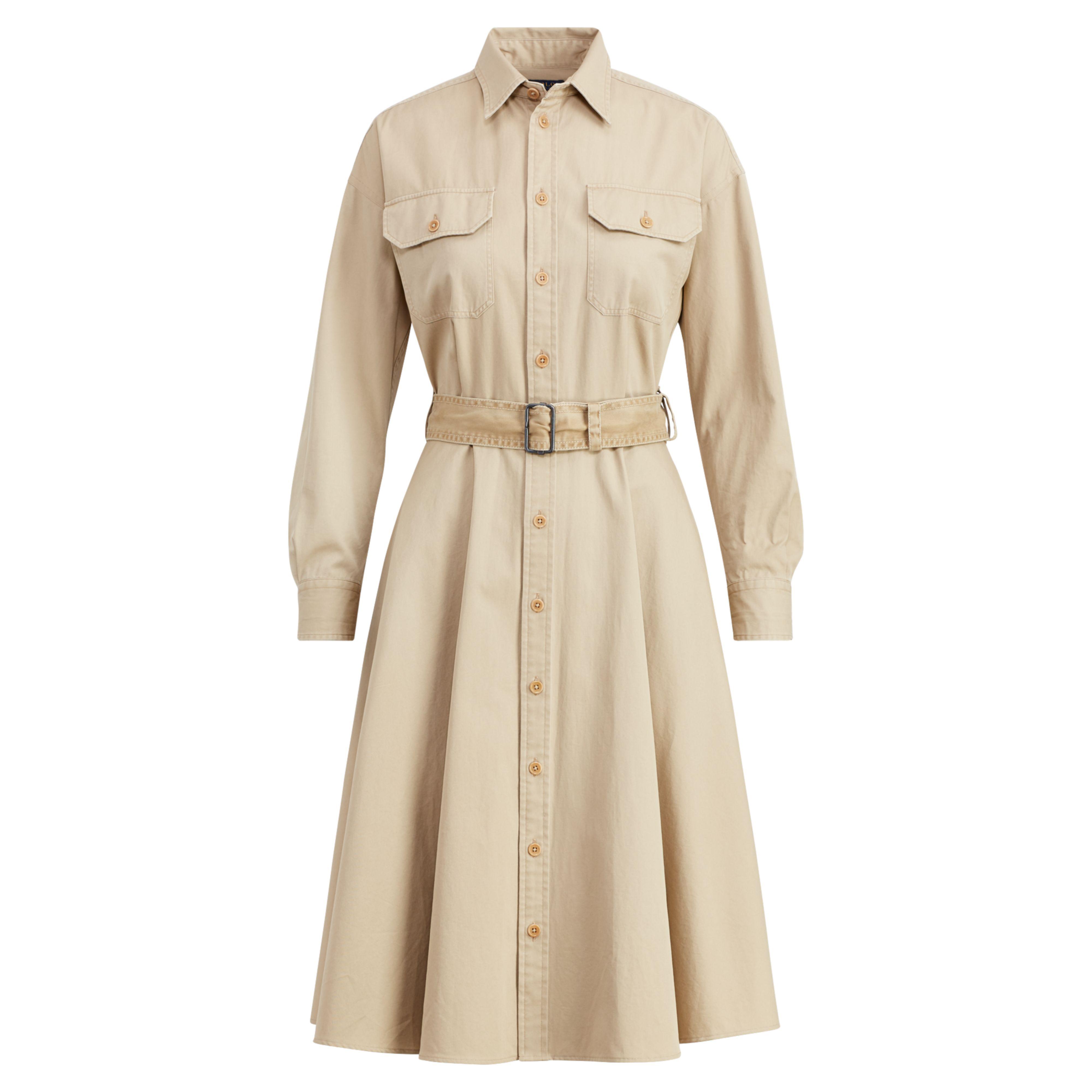 Polo Ralph Lauren Cotton Chino Shirtdress in Natural | Lyst