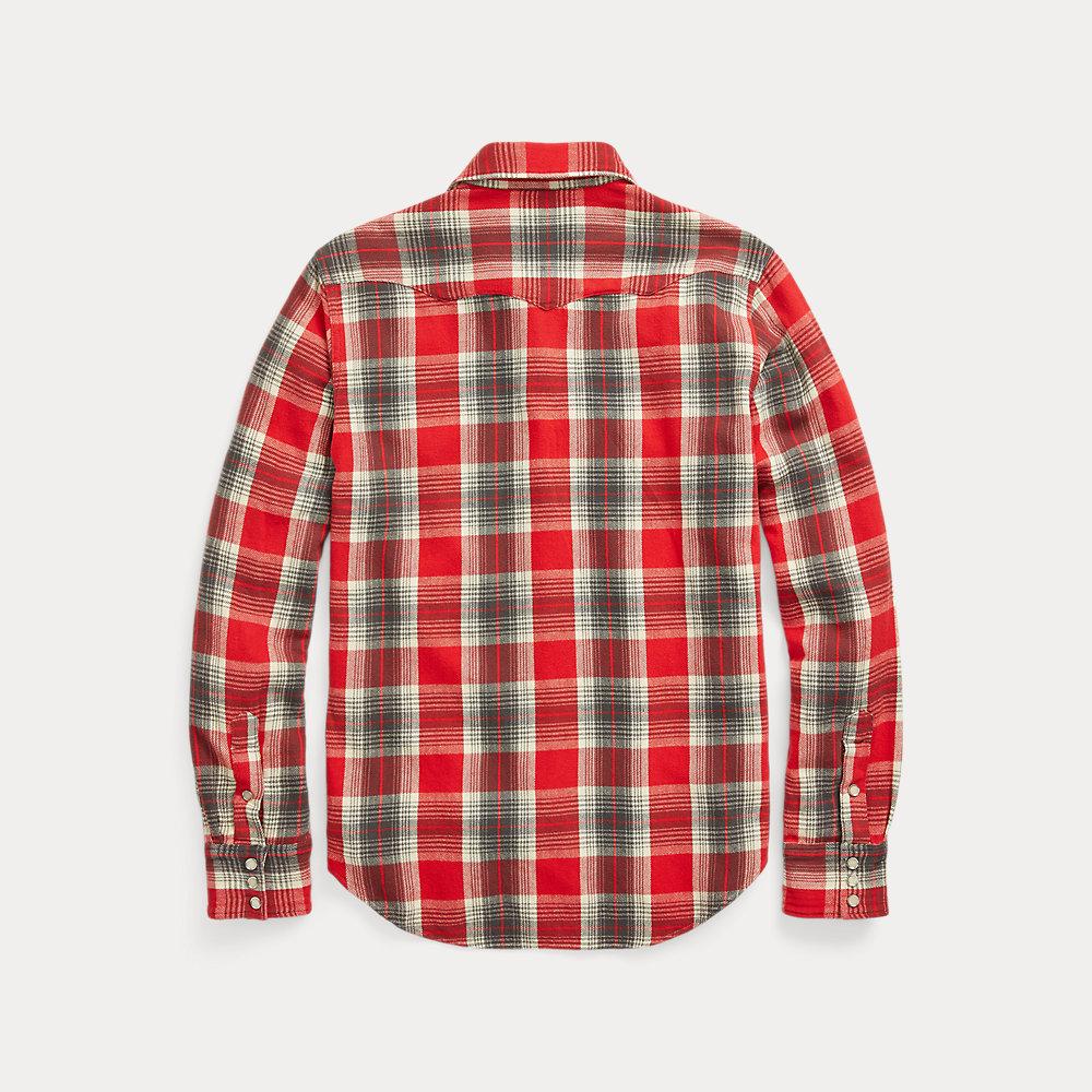 RRL Slim Fit Plaid Twill Western Shirt in Red for Men Lyst UK