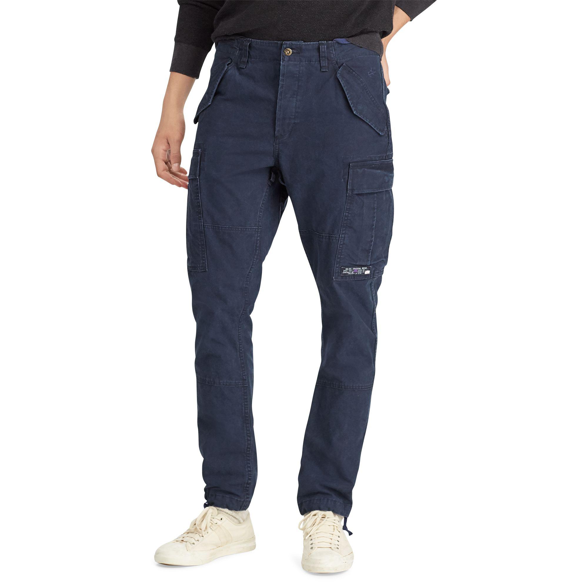 Polo Ralph Lauren Slim Fit Canvas Cargo Trouser in Blue for Men - Lyst