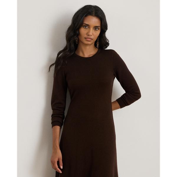 Ralph Lauren Wool Crewneck Sweater Dress in Brown | Lyst