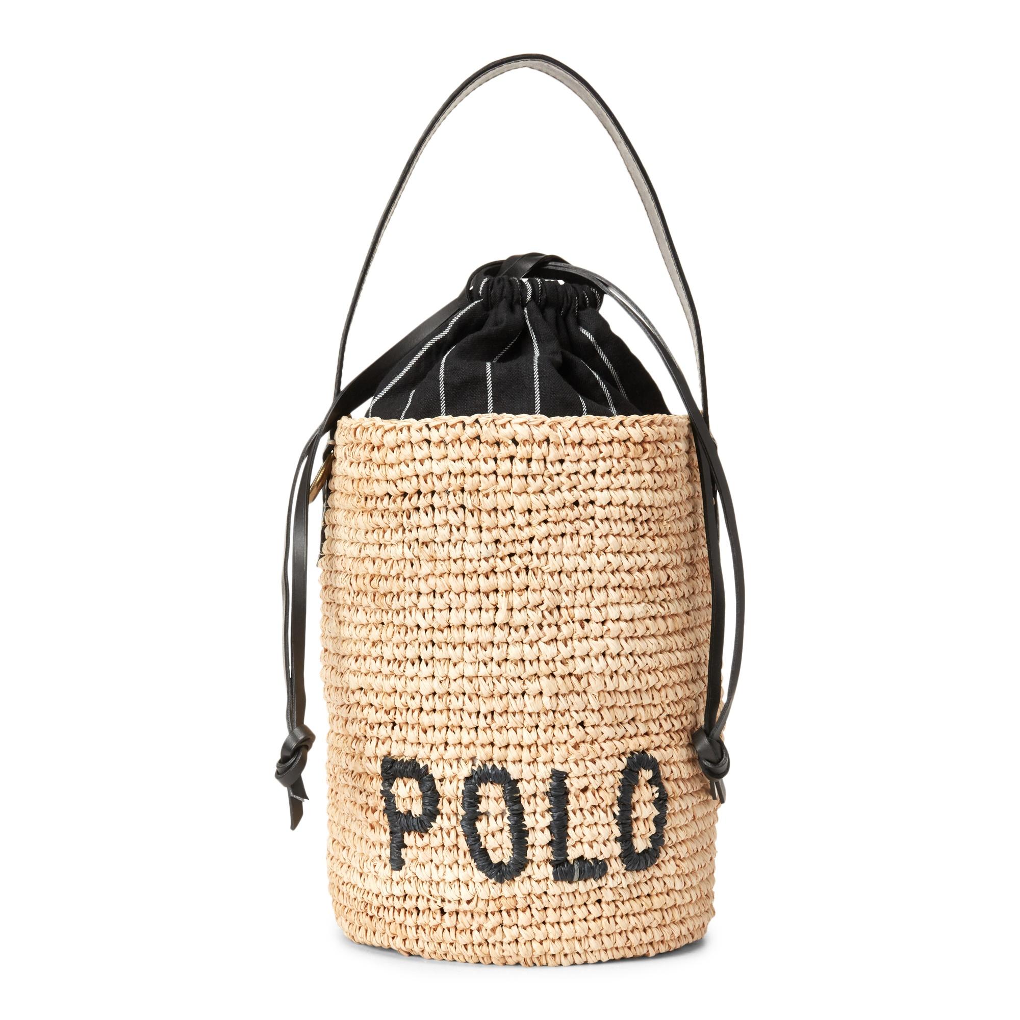 Polo Ralph Lauren Raffia Mini Bucket Bag | Lyst