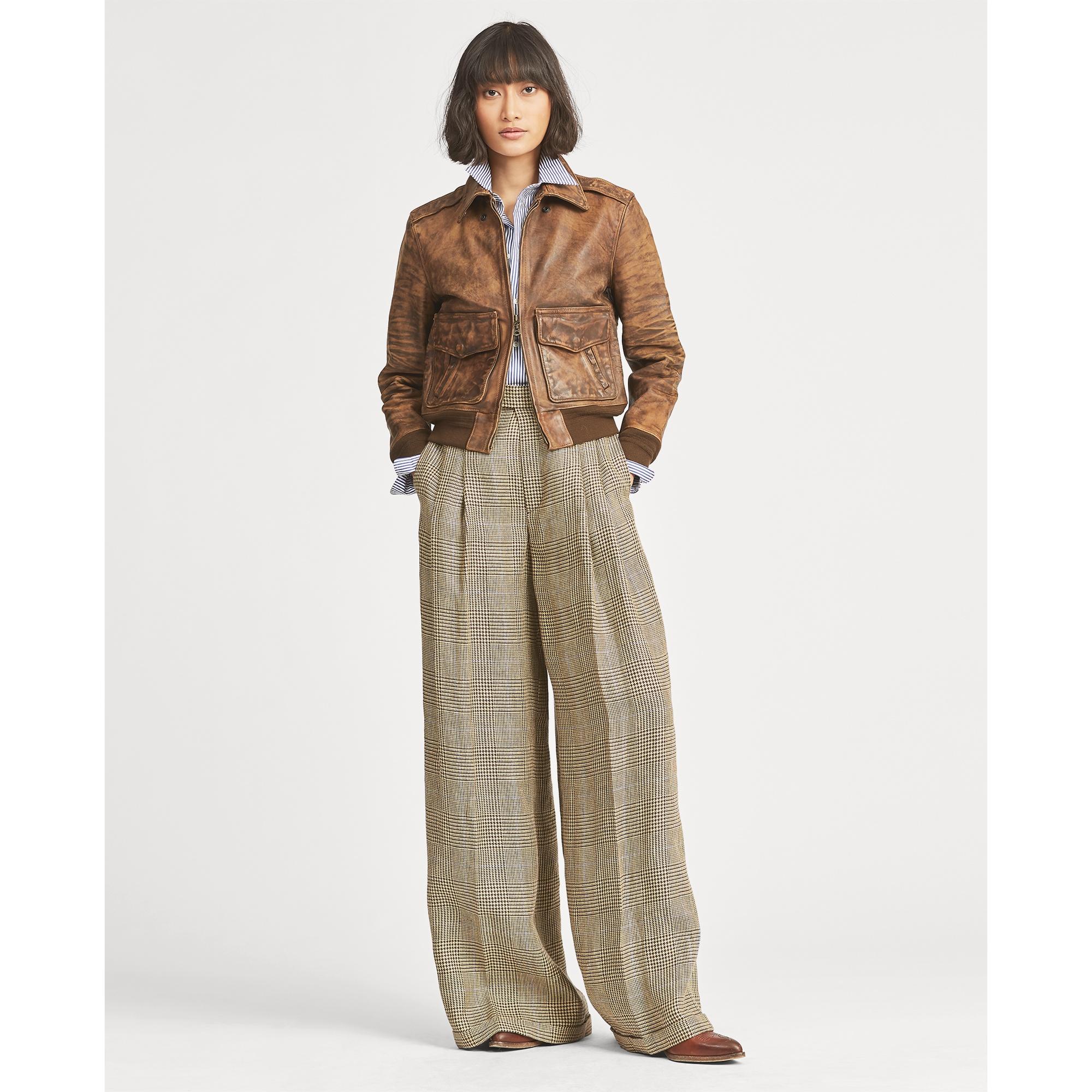 ralph lauren leather bomber jacket women