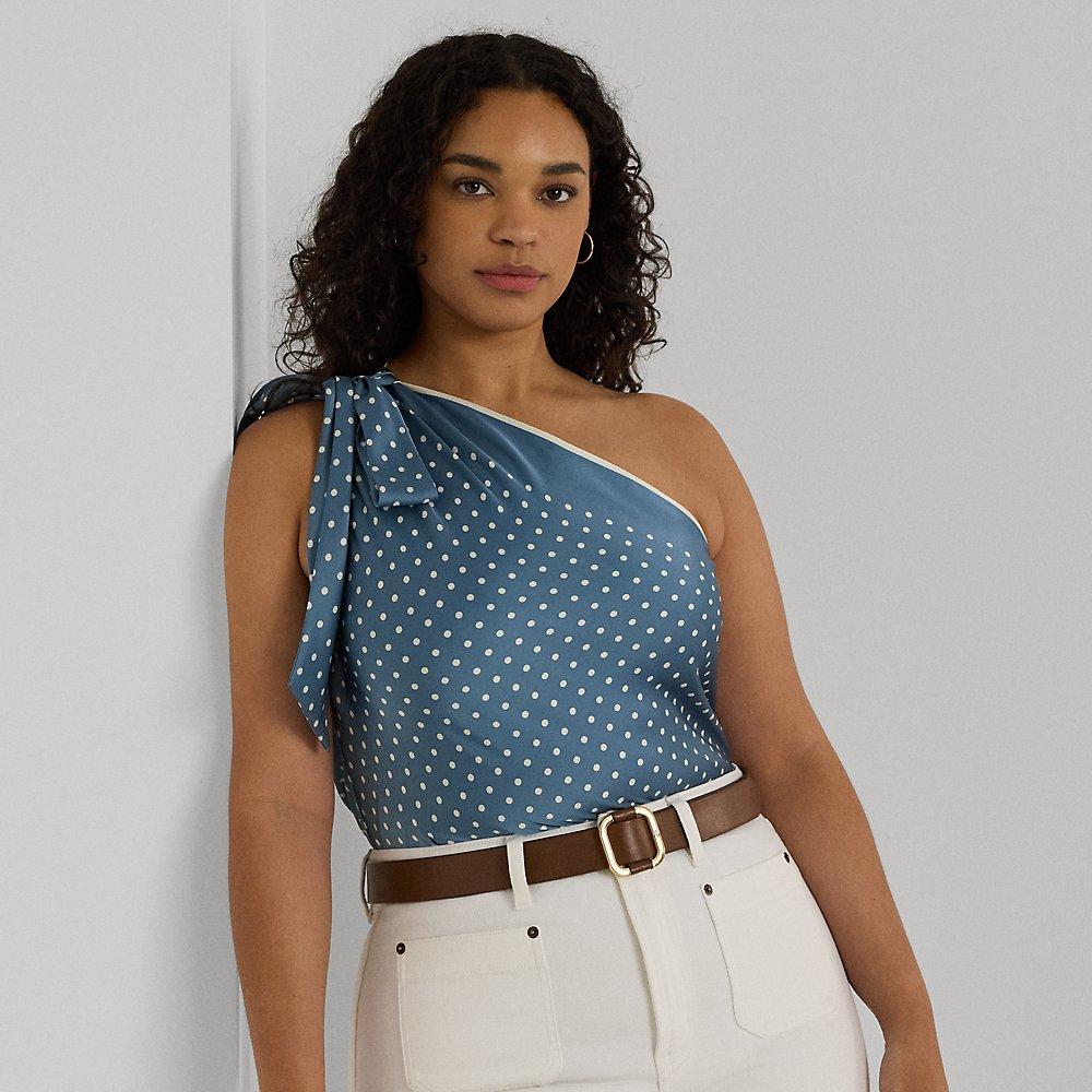 one shoulder polka dot top