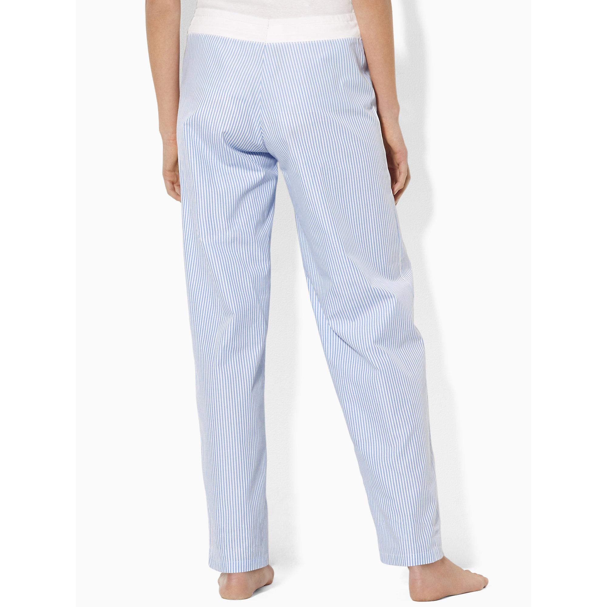 Ralph Lauren Cotton Poplin Pajama Pant in French Blue/White Stripe ...