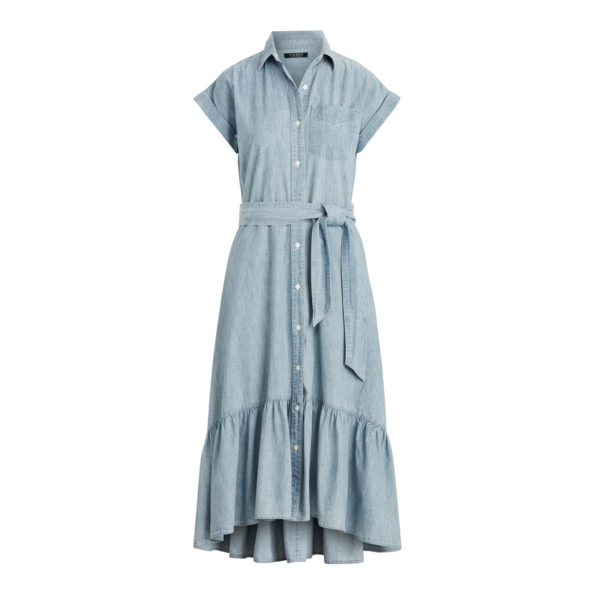 Ralph Lauren Belted Chambray Shirtdress in Blue