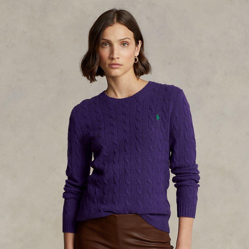 Polo Ralph Lauren Cable Wool-cashmere Crewneck Jumper in Purple | Lyst