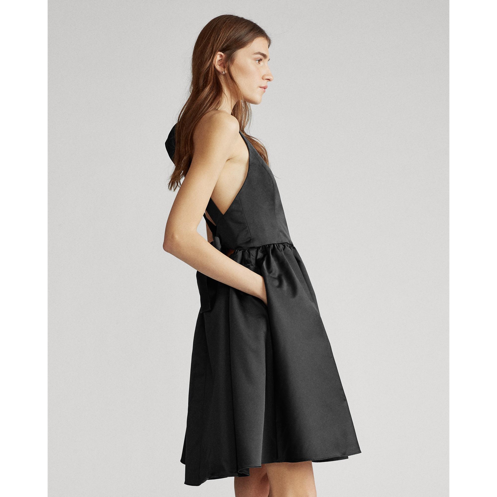 Polo Ralph Lauren Self-tie Satin Dress in Black - Lyst