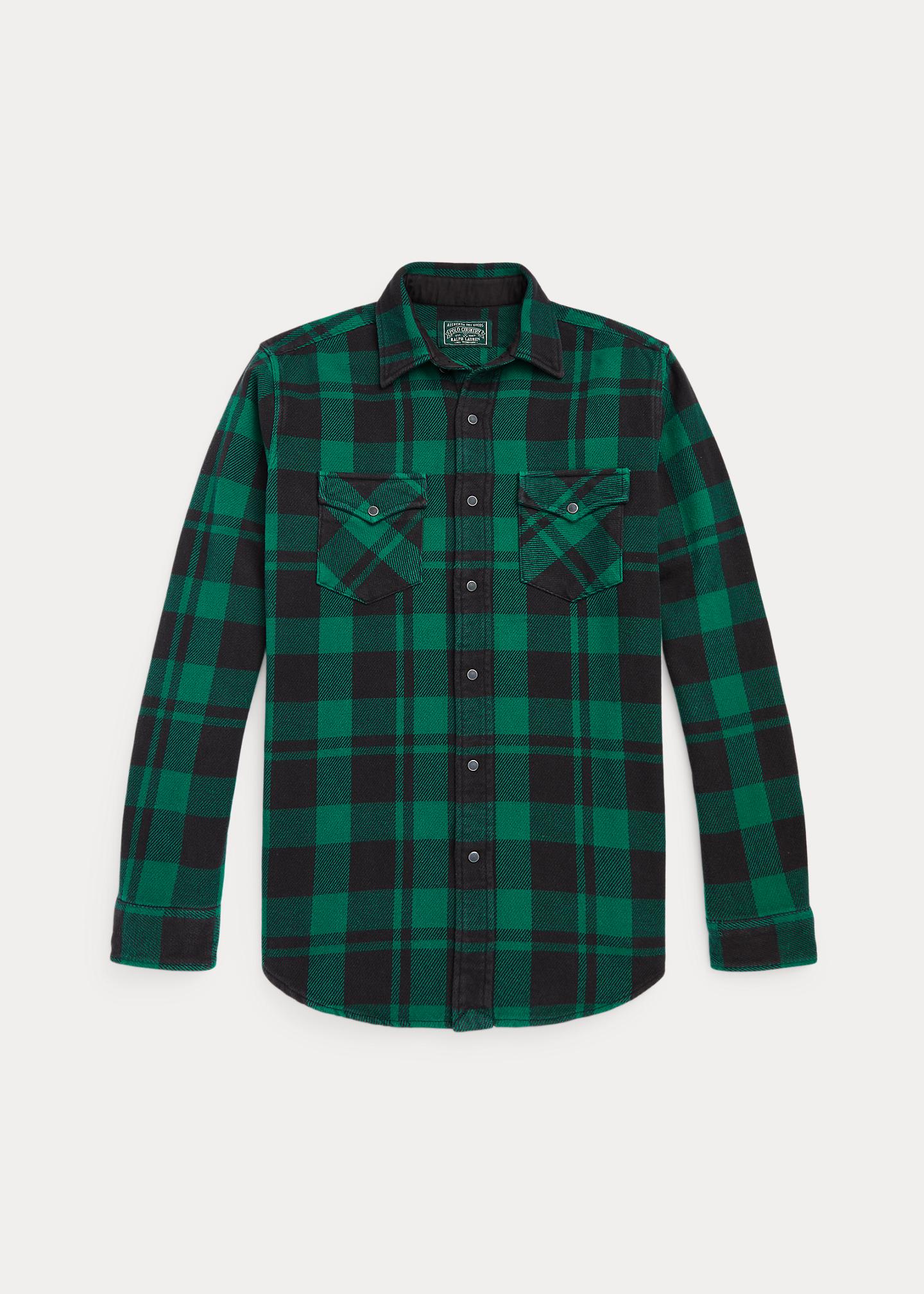 Ralph Lauren Classic Fit Plaid Flannel Workshirt in Green for Men Lyst UK